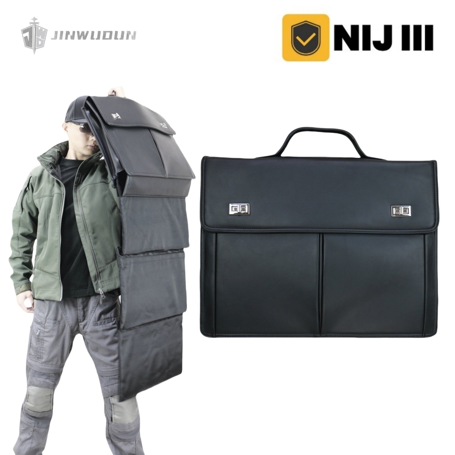 Foldable Bulletproof Briefcase | NIJ IIIA+ Rated | Lightweight UHMWPE Material | Portable 4-Fold Design