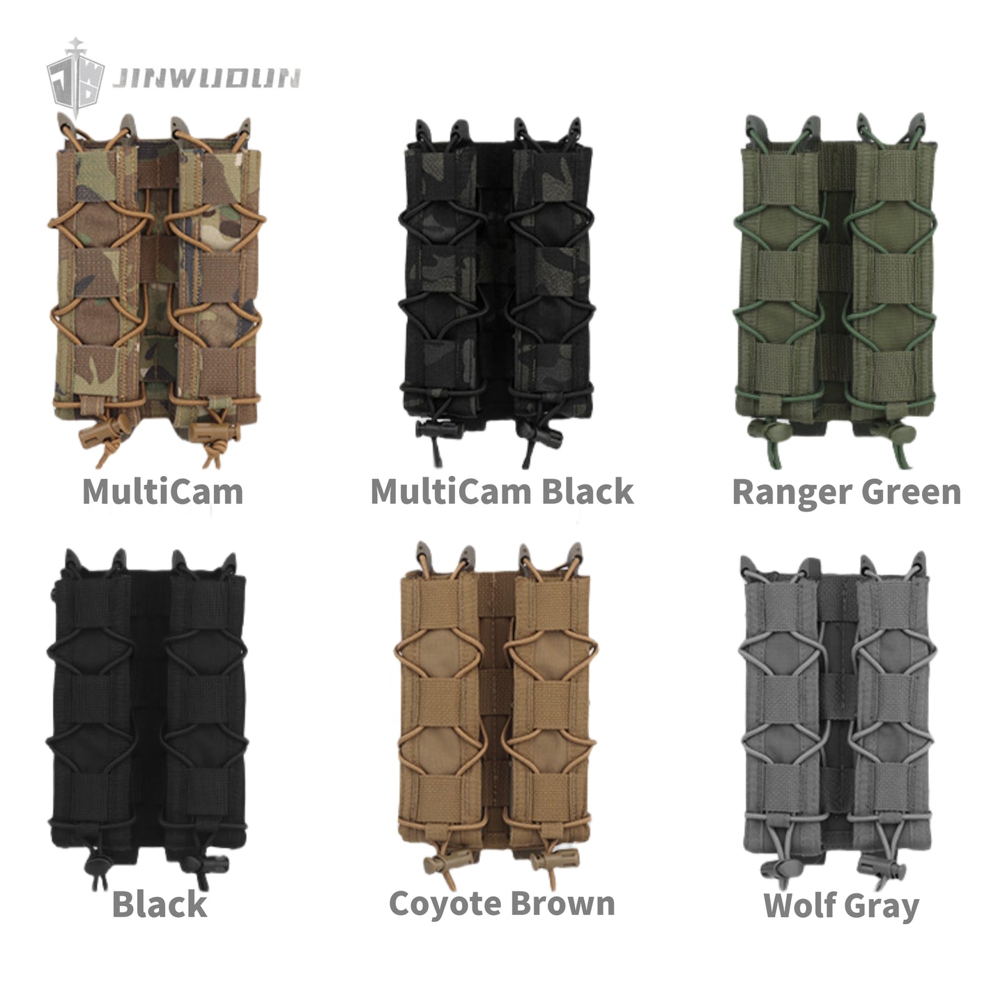 Tiger long double quick-draw magazine pouch for 9mm/45acp molle mount