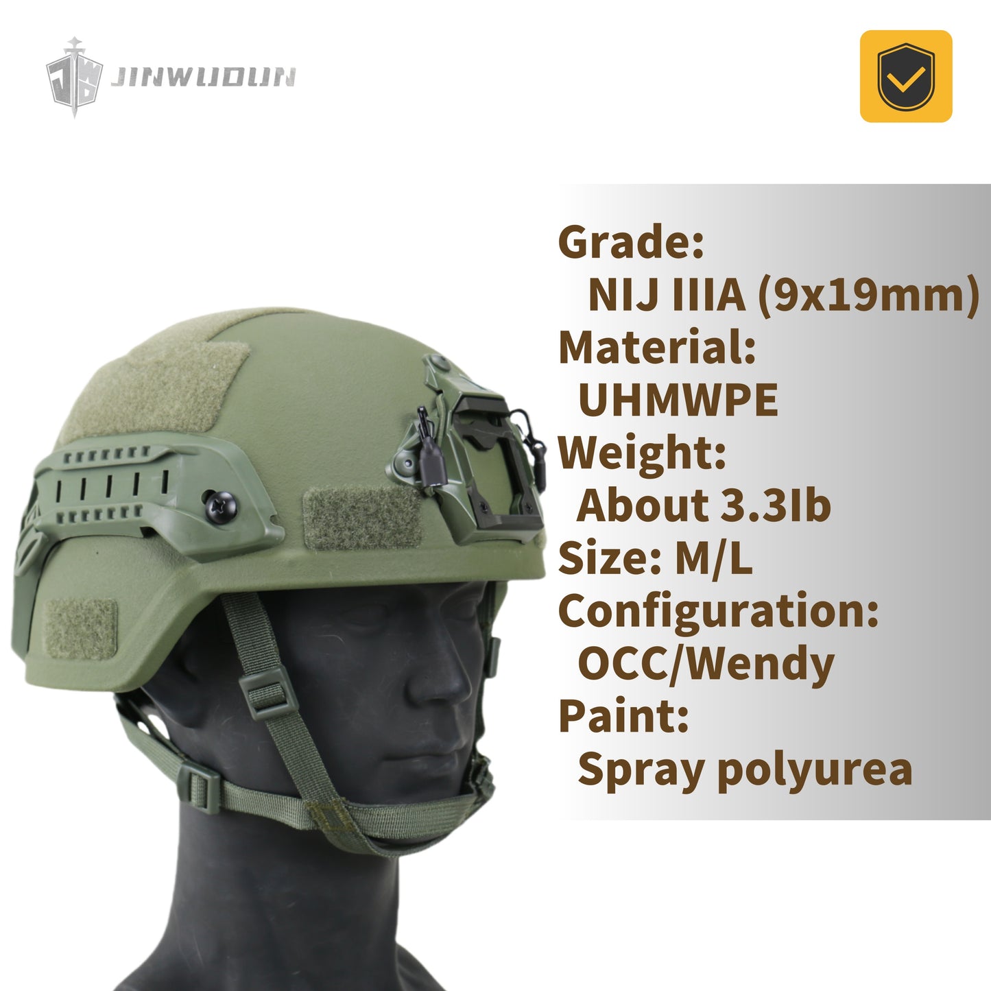 JWD-MICH 2000 welfare bulletproof helmet NIJ IIIA9x19mm bulletproof helmet