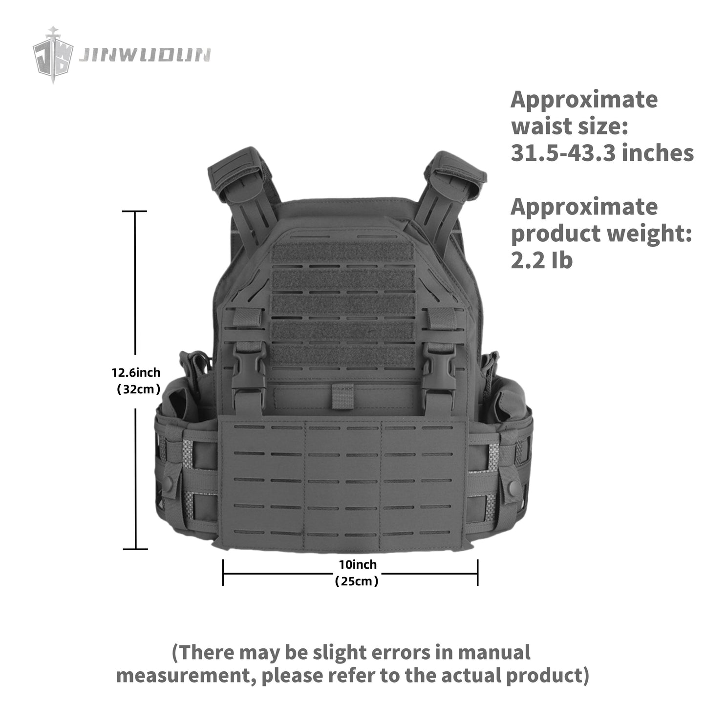 LG4 tactical vest with Cordura fabric, laser molle cut, thickened shoulder pads and built-in storage bags on both sides.