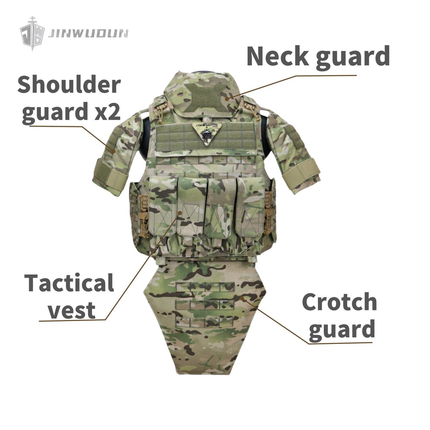 JWD-NIJ IIIA/III+/IV LEVEL Bison full protection bulletproof vest, 1000D nylon material fortress protection camouflage