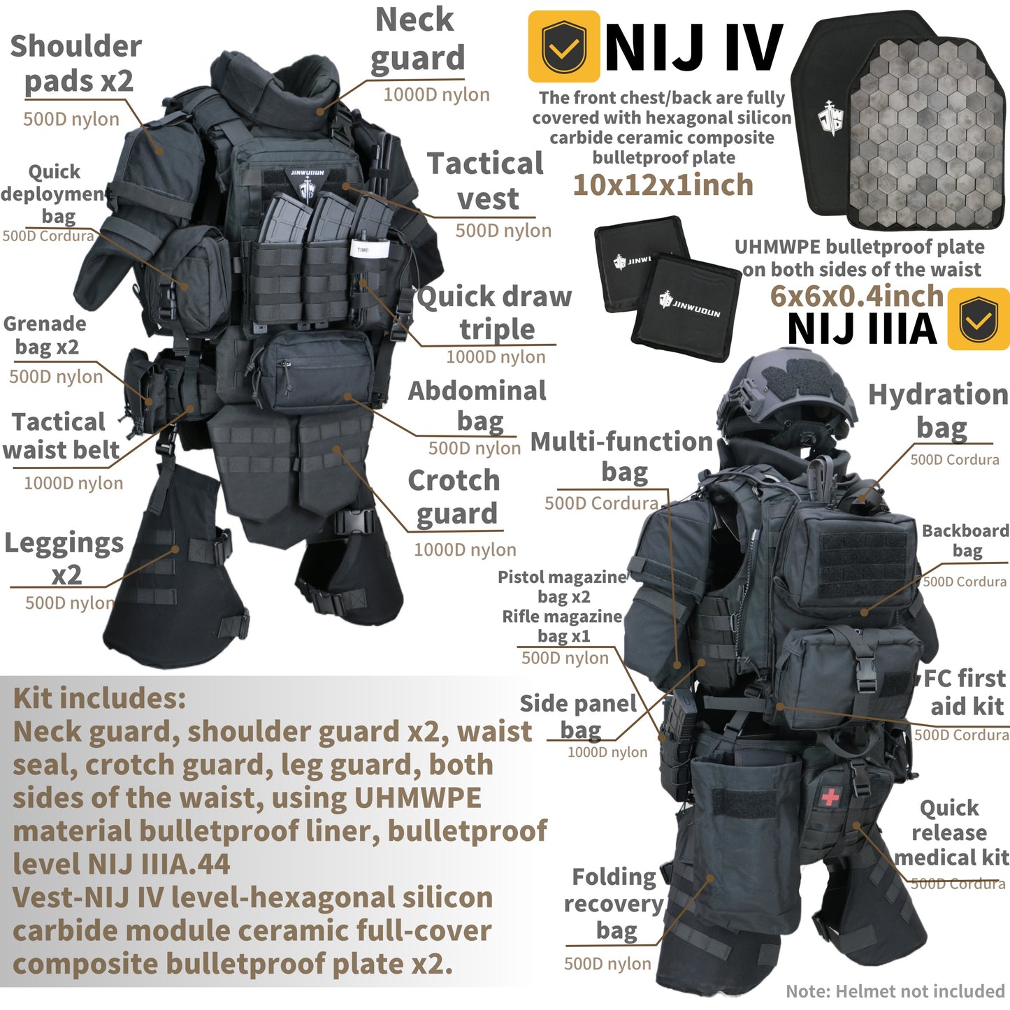 Level NIJ IV Fearless "X" full protection bulletproof vest nylon material tactical bulletproof vest with increased protection