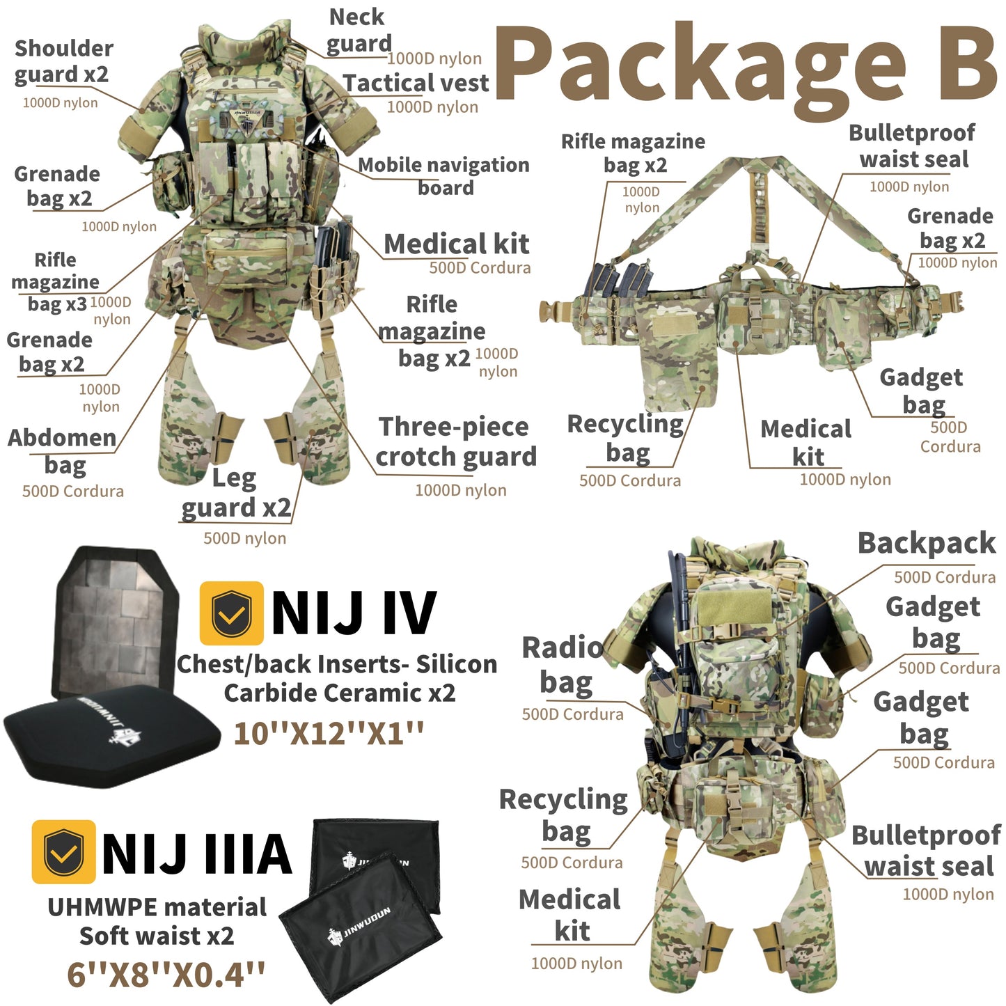 "Pioneer Z" NIJ IV level full protection bulletproof vest,MultiCam Military tactical vest body armor