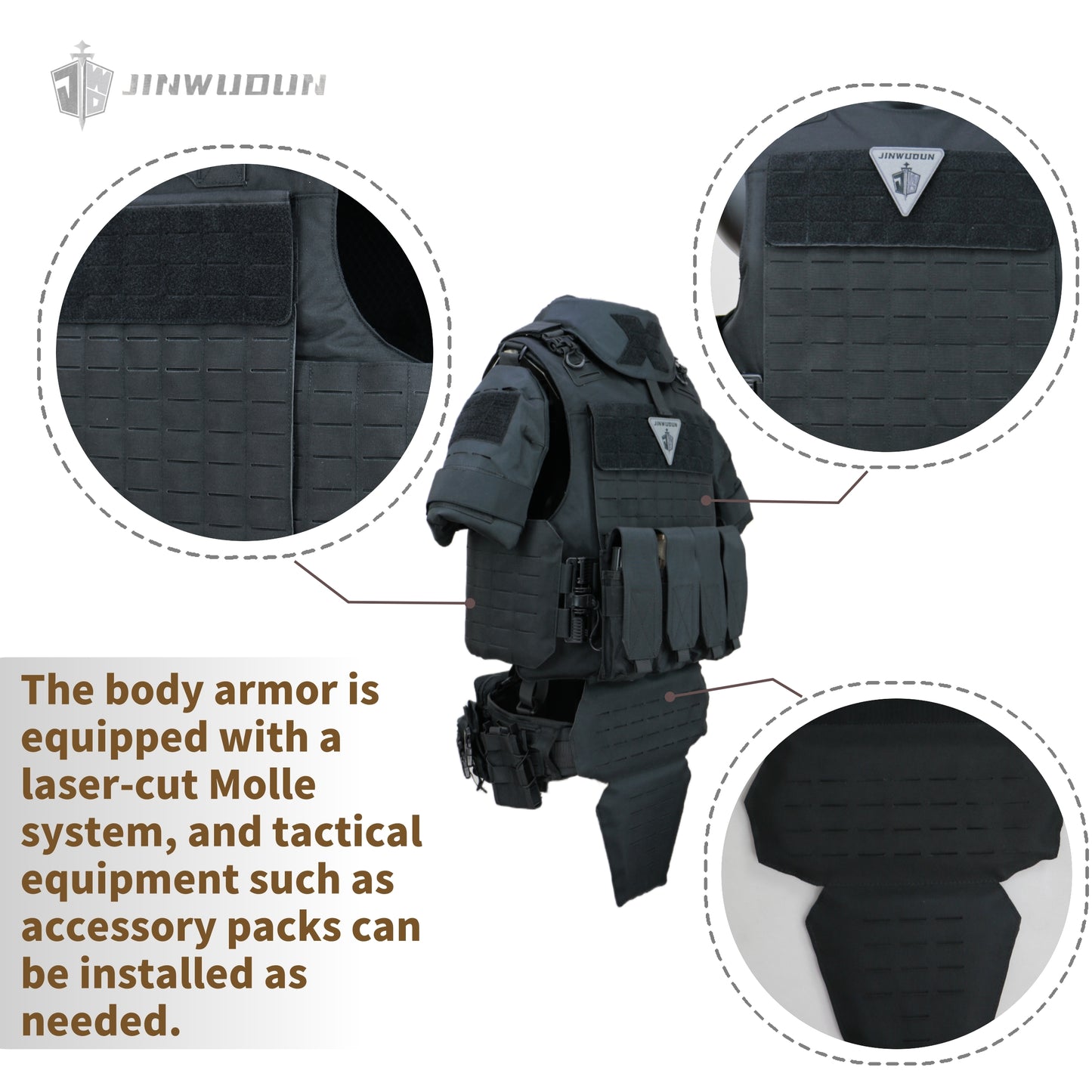 Full-Body Protection Bulletproof Vest NIJ IIIA/IV | Tactical Body Armor for Neck, Chest, Back, Groin, Leg Protection – Black