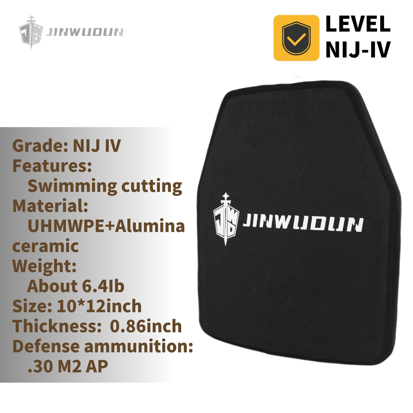 JWD-Bulletproof plate swimming cutting American standard IV/GA6 grade alumina ceramic + PE material