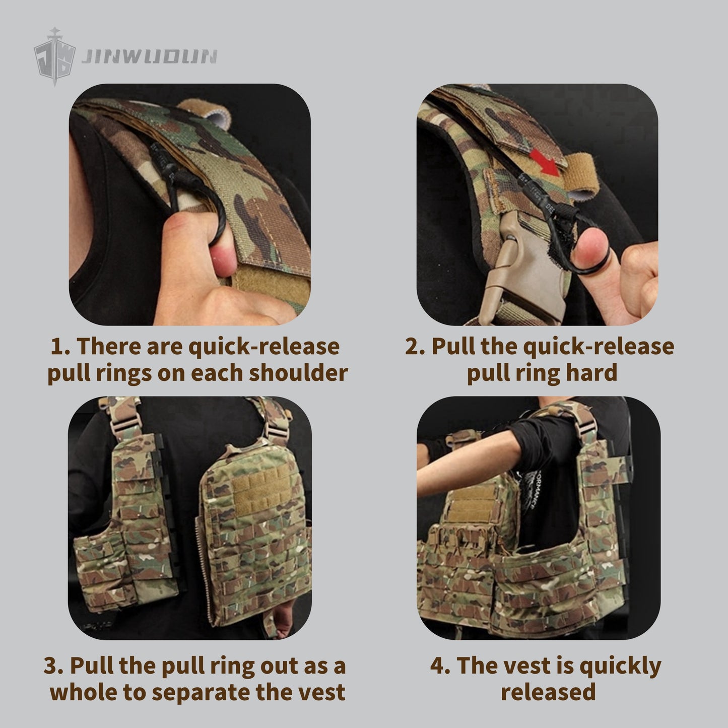 CPC tactical vest, made of nylon, can accommodate 20*16.5 inch bulletproof plates.