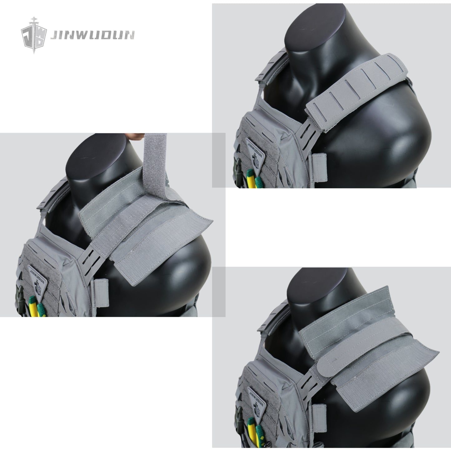 LG4 tactical vest with Cordura fabric, laser molle cut, thickened shoulder pads and built-in storage bags on both sides.