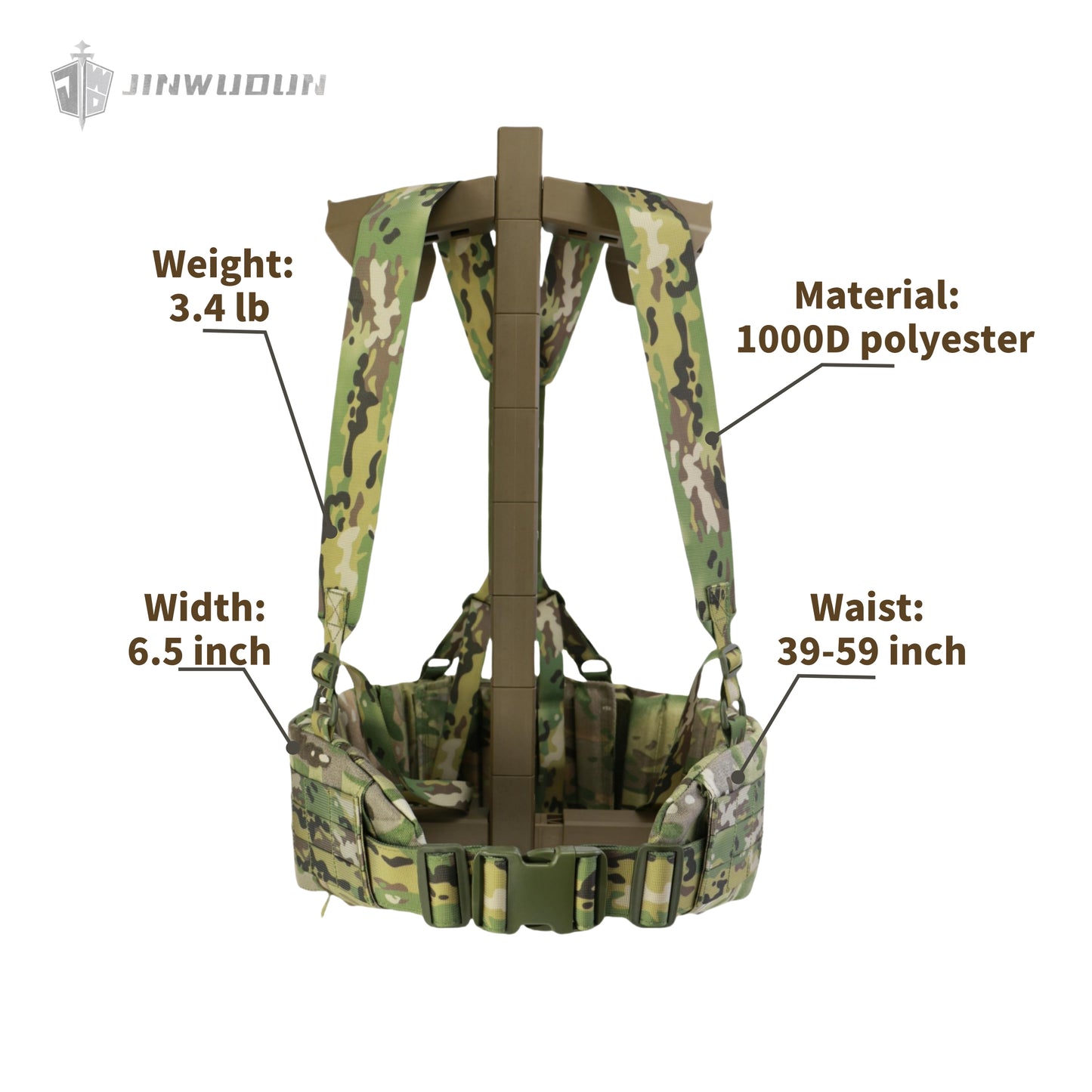 NIJ-IIIA level enlarged tactical bulletproof waist belt, 1000D polyester with Molle system