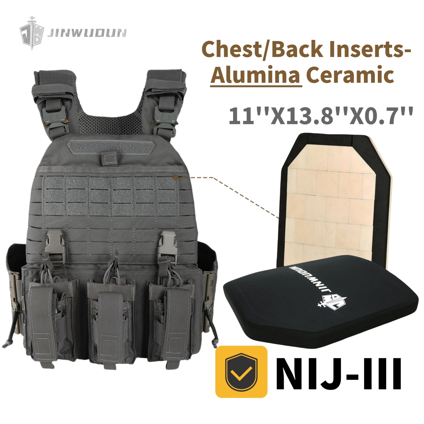 511 Quick-Detach Bulletproof Vest, Cordura Material, 10x12 Inches, Snake-Shaped Metal Shoulder Buckles