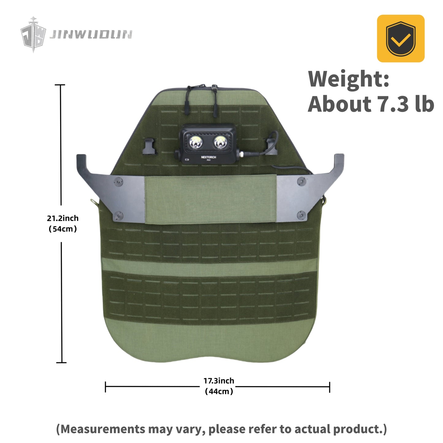 JWD-Level NIJ IIIA tactical quick-response bulletproof shield, lightweight and multi-purpose with strobe light, UHMWPE material