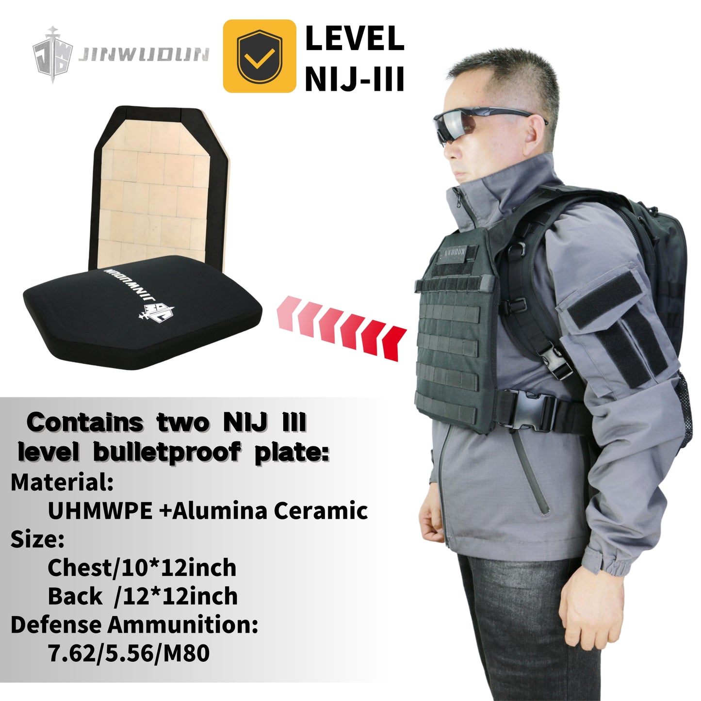 NIJ-III level tactical bulletproof backpack, 3 seconds quick change into tactical vest, nylon material, 15-20 liter capacity bag bulletproof