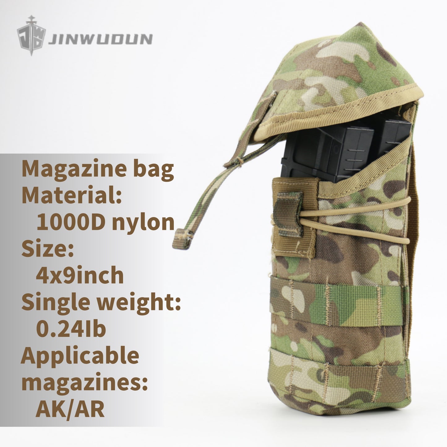 JWD-Magazine bag - 1000D nylon material can accommodate AK/AR magazines at the same time. Molle system accessory bag