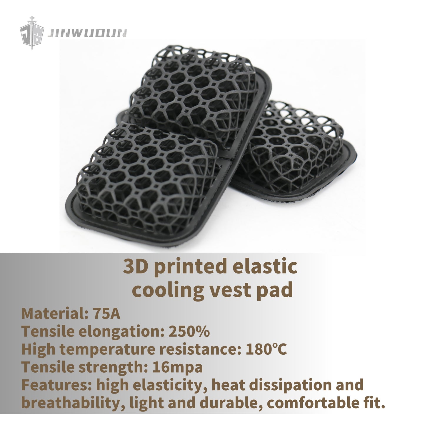 Tactical vest lining-3D printing technology 75A material elastic heat dissipation breathable light and durable