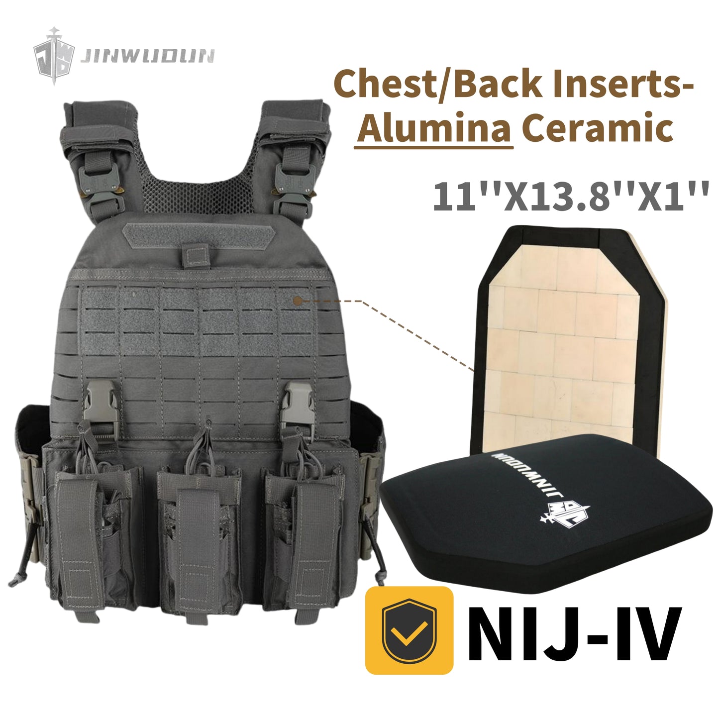 511 Quick-Detach Bulletproof Vest, Cordura Material, 10x12 Inches, Snake-Shaped Metal Shoulder Buckles