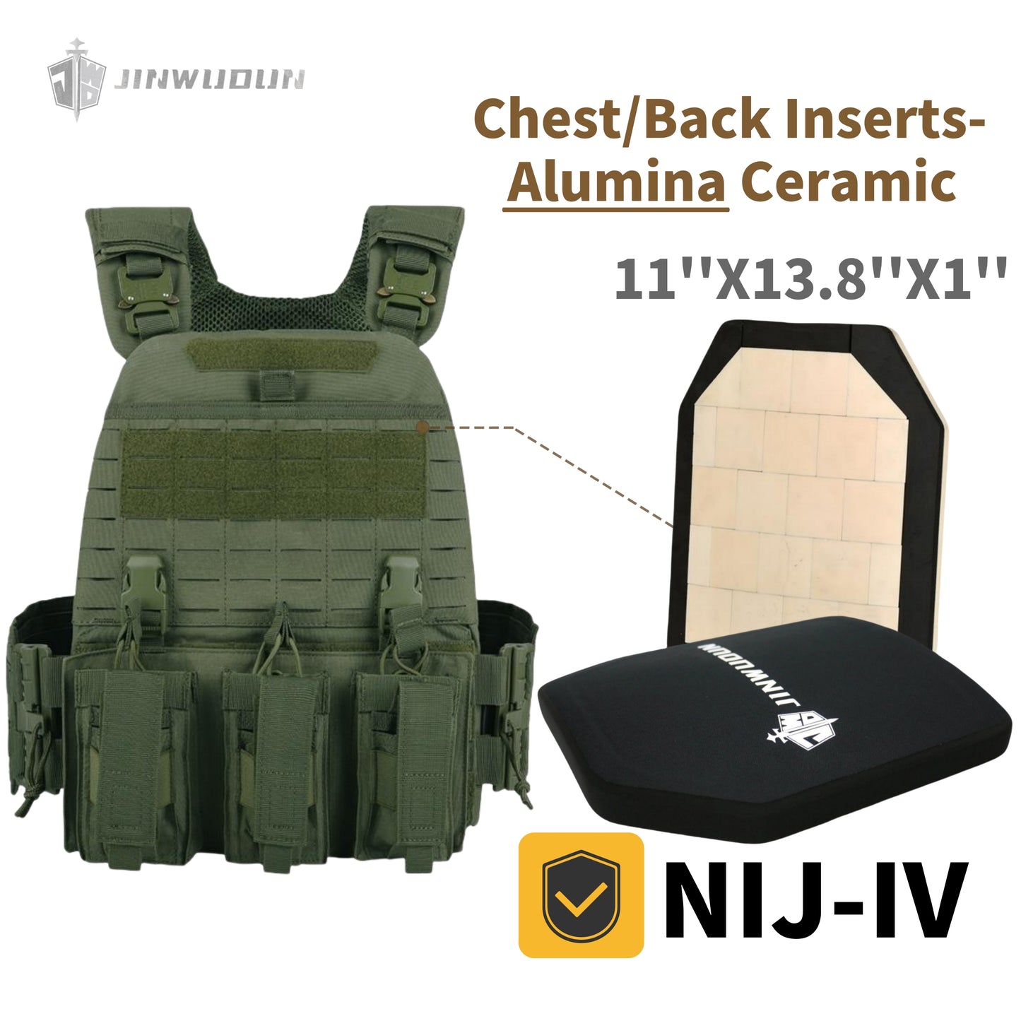 511 Quick-Detach Bulletproof Vest, Cordura Material, 10x12 Inches, Snake-Shaped Metal Shoulder Buckles