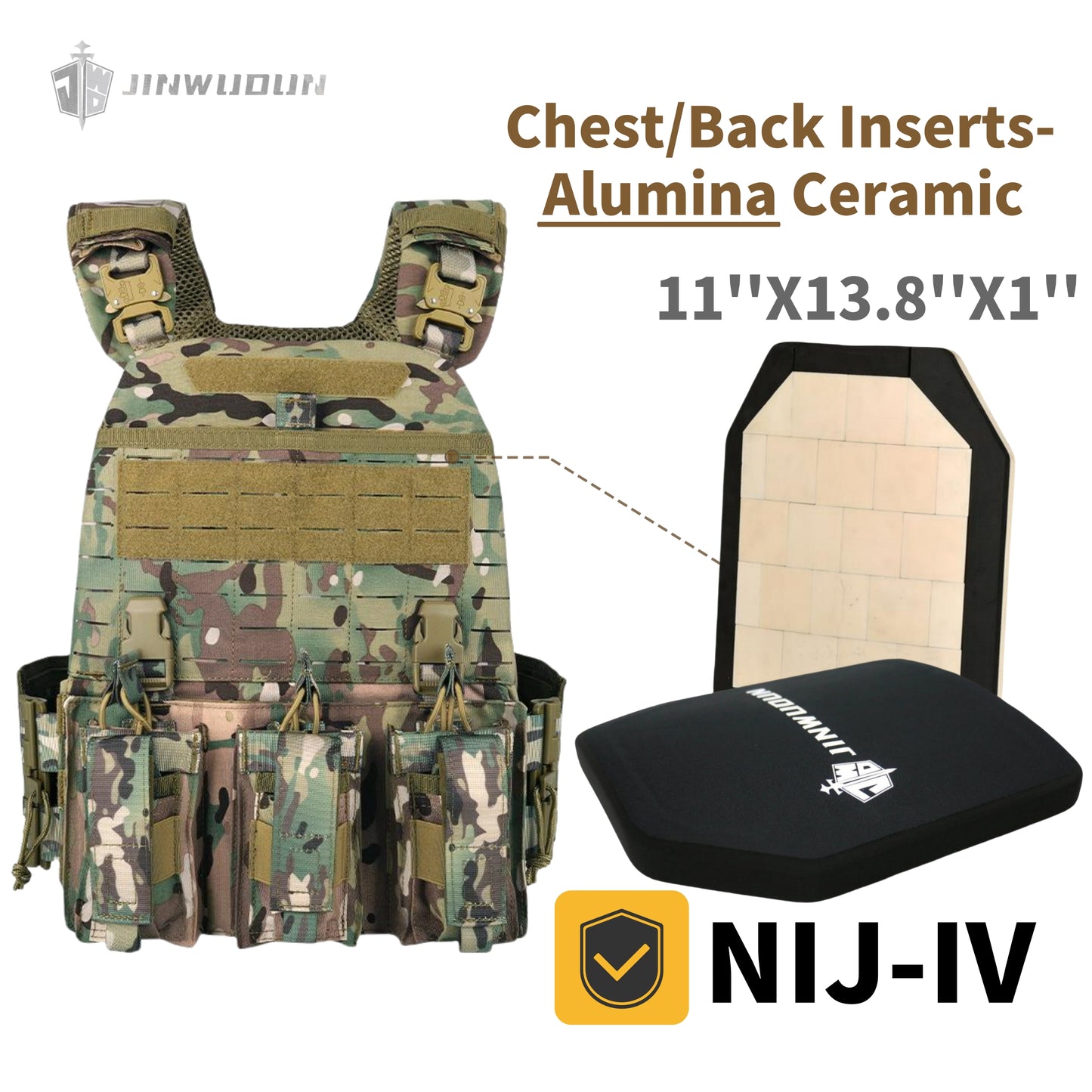 511 Quick-Detach Bulletproof Vest, Cordura Material, 10x12 Inches, Snake-Shaped Metal Shoulder Buckles
