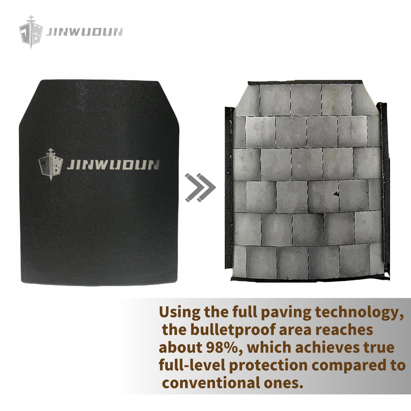 NIJ IV spray polyurea coating, full paving process silicon carbide ceramic + PE material bulletproof plate, size 11*13.8inch