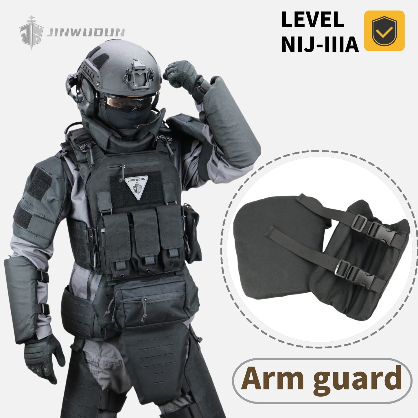 JWD-Bulletproof arm guard, NIJ-IIIA bulletproof, 1000D polyester material tactical bulletproof kit