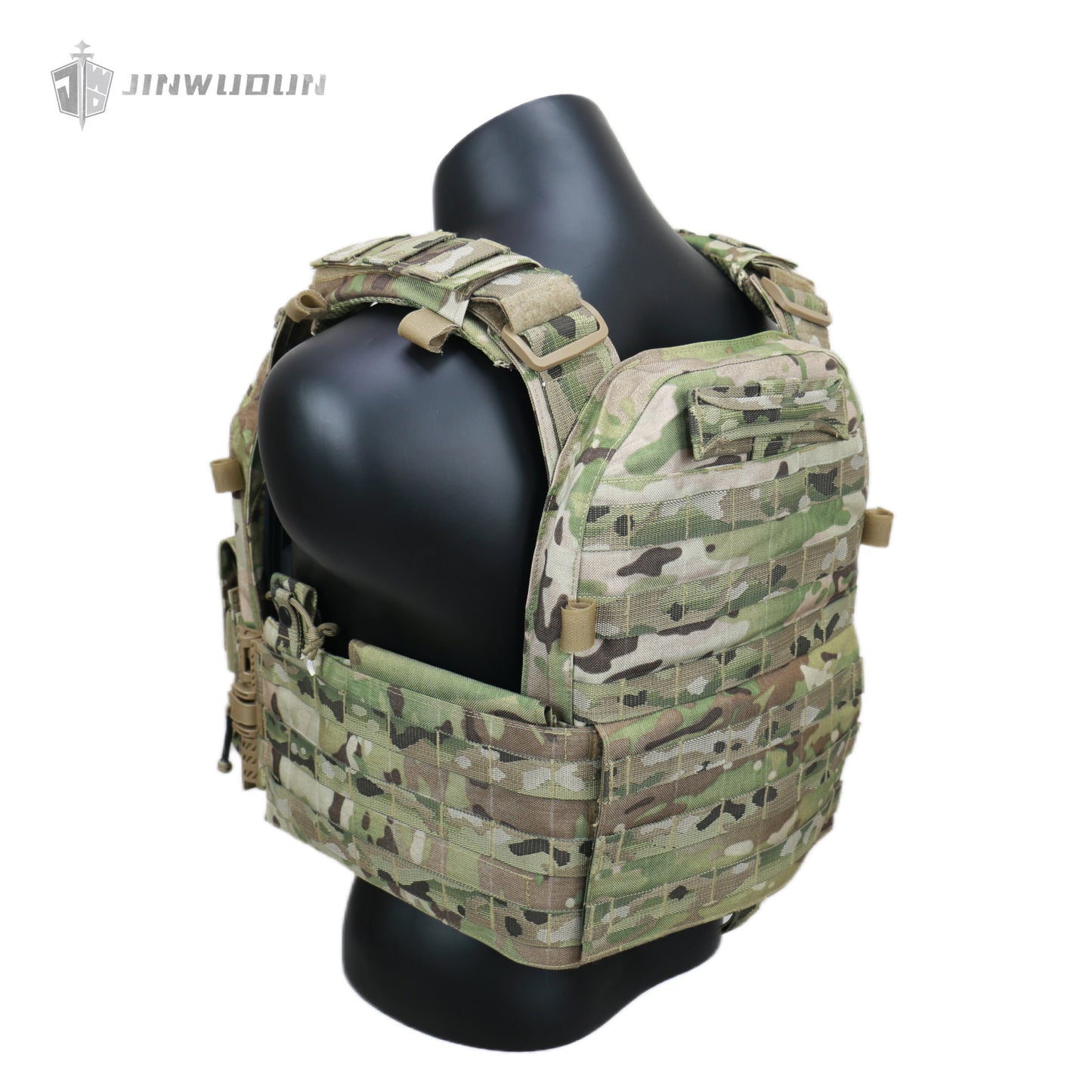 The JWD-6094 tactical vest is made of 1000D nylon and can carry two bulletproof plates on the front and back.