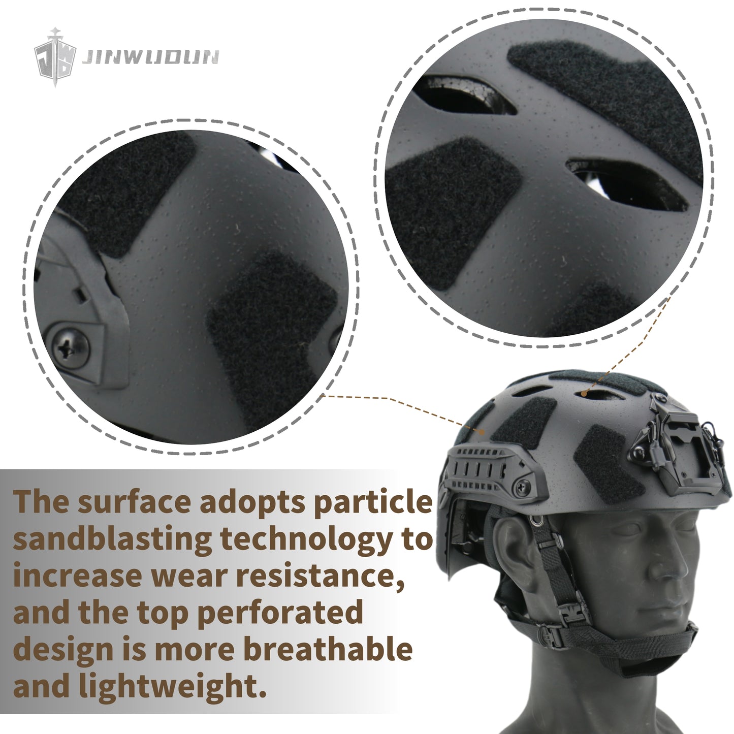 JWD-FAST SF carbon fiber helmet, particle sandblasting process, top perforated design weighs about 1.5 pounds