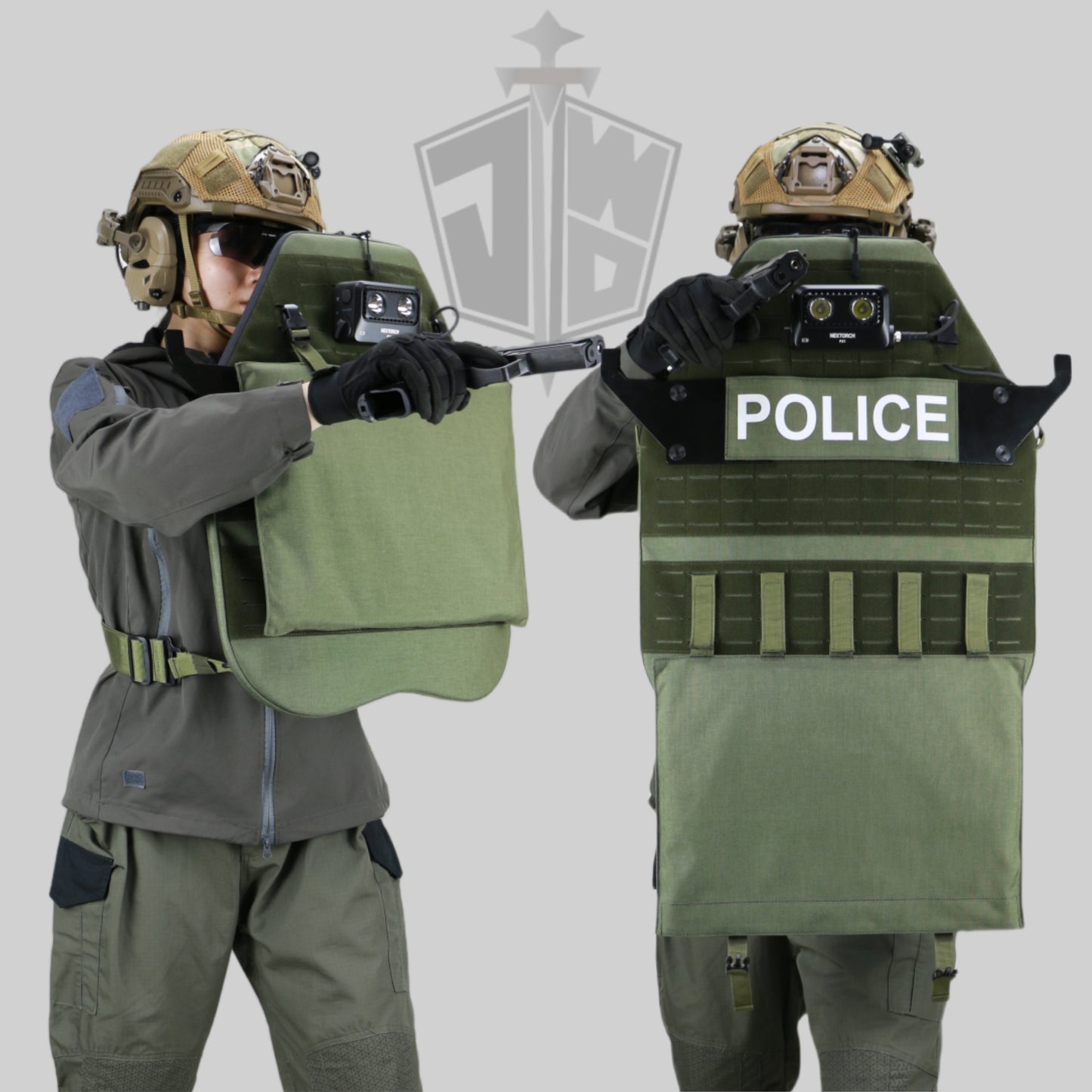 JWD-Level NIJ IIIA tactical quick-response bulletproof shield, lightweight and multi-purpose with strobe light, UHMWPE material