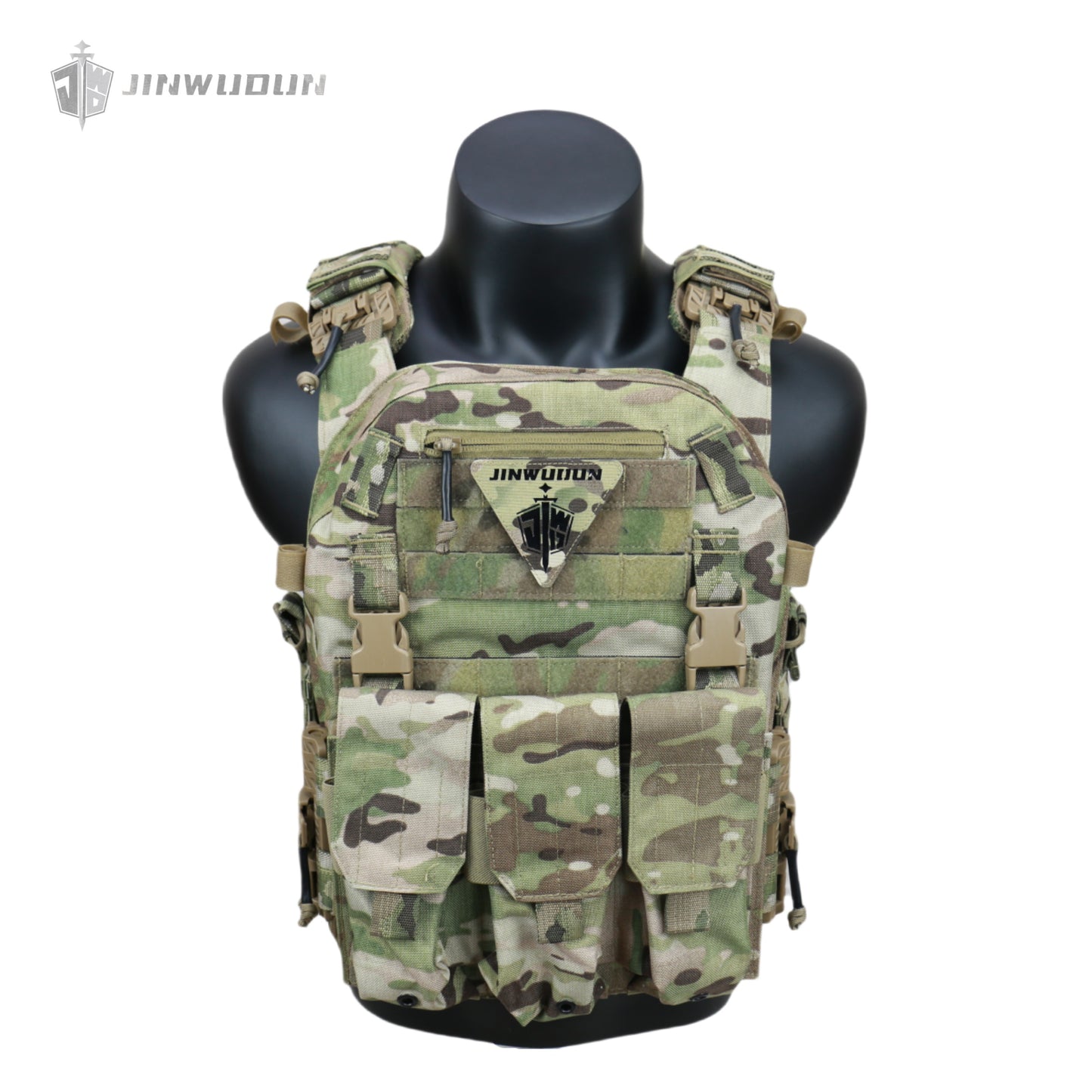 The JWD-6094 tactical vest is made of 1000D nylon and can carry two bulletproof plates on the front and back.
