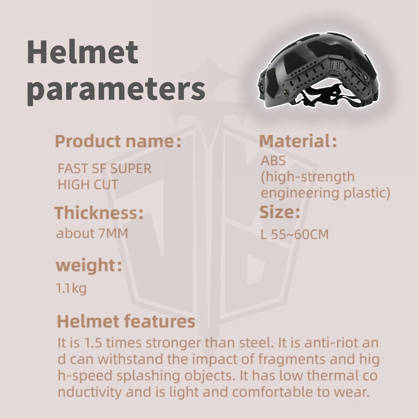 Tactical Helmet Set-7-piece ABS Riot Helmet Anti-collision/anti-impact