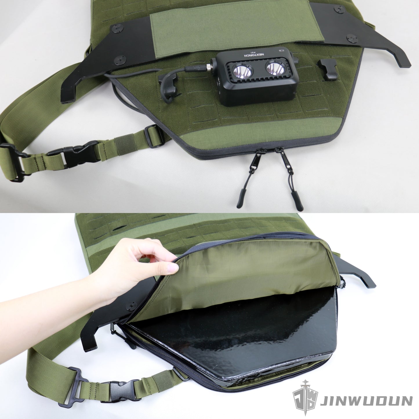 JWD-Level NIJ IIIA tactical quick-response bulletproof shield, lightweight and multi-purpose with strobe light, UHMWPE material