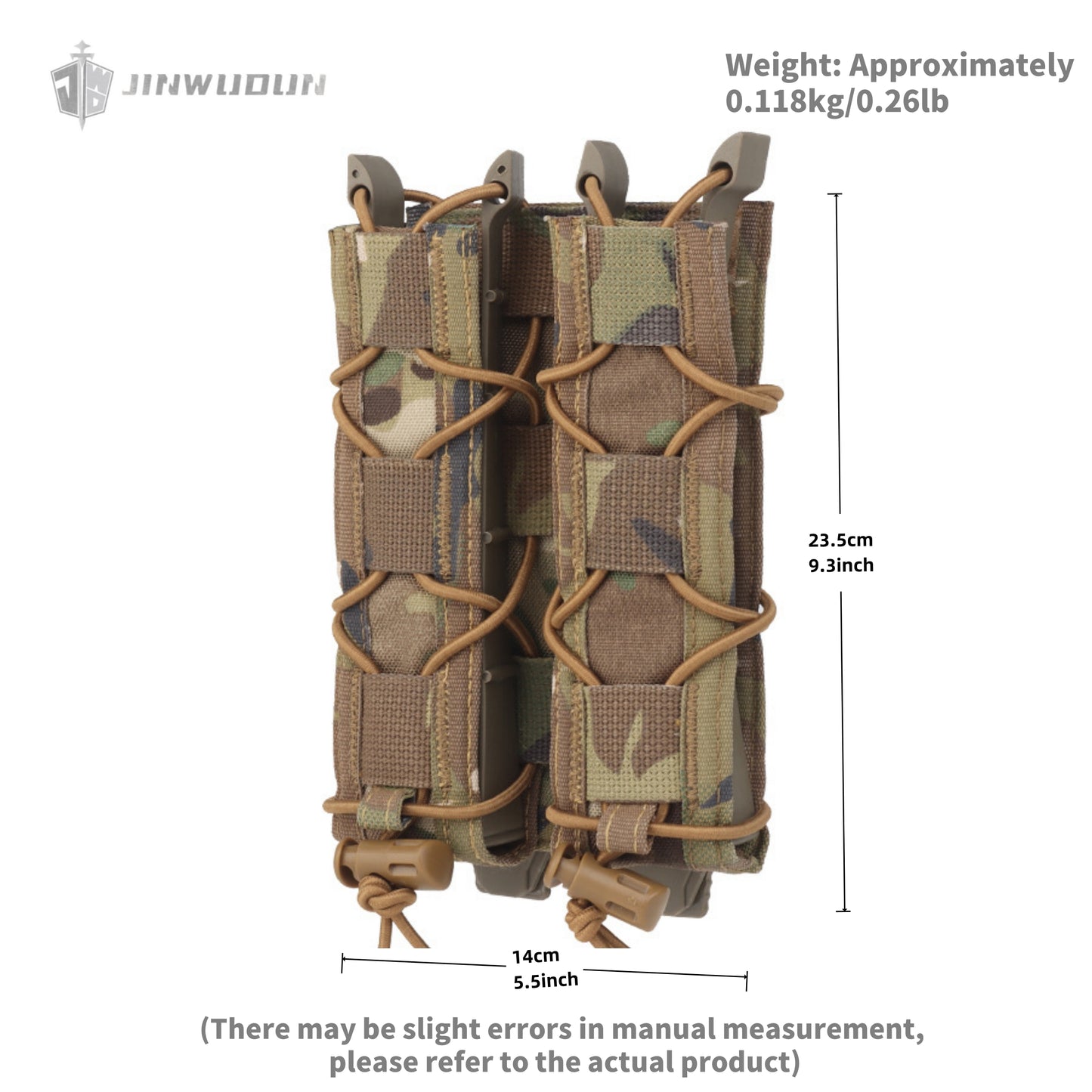 Tiger long double quick-draw magazine pouch for 9mm/45acp molle mount