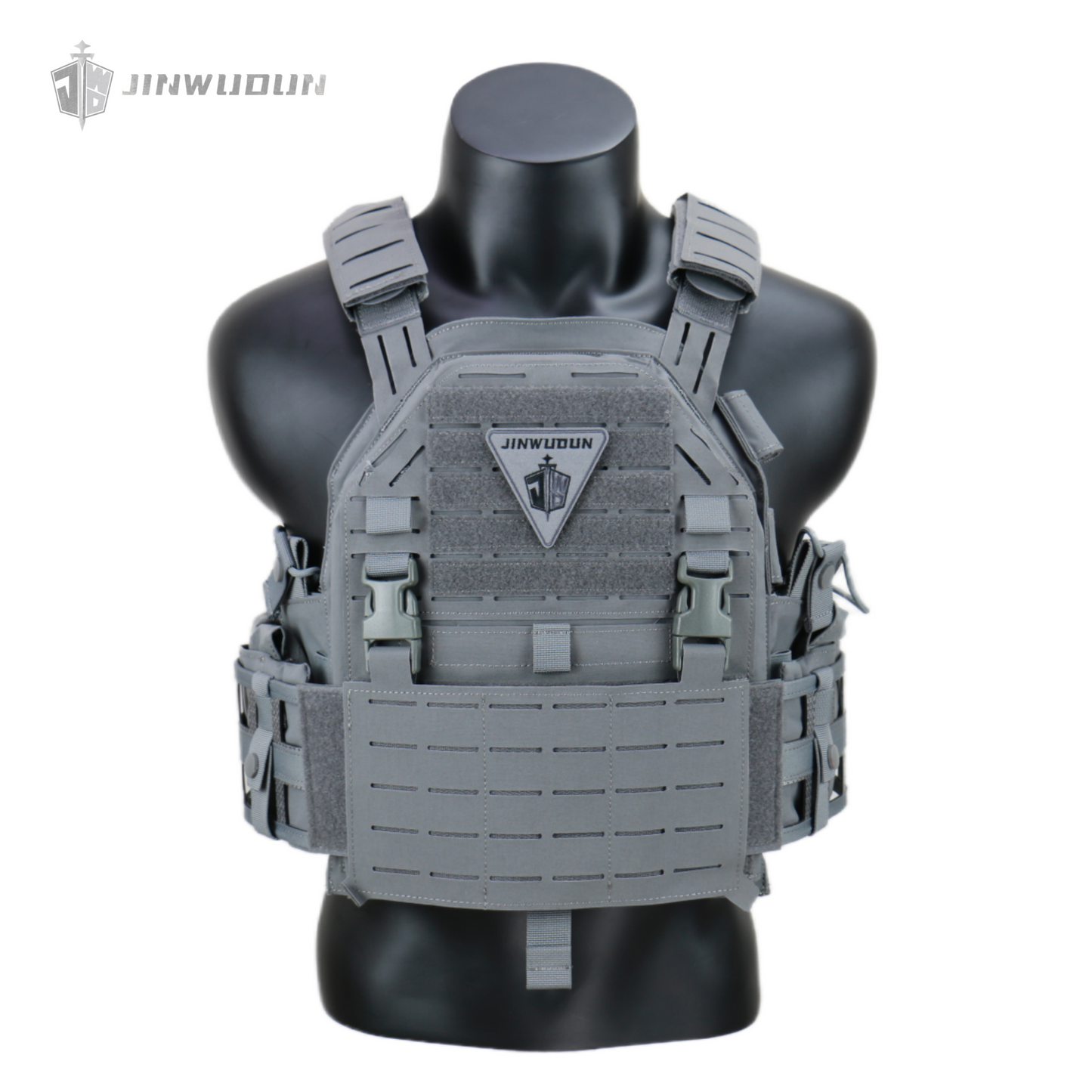LG4 tactical vest with Cordura fabric, laser molle cut, thickened shoulder pads and built-in storage bags on both sides.