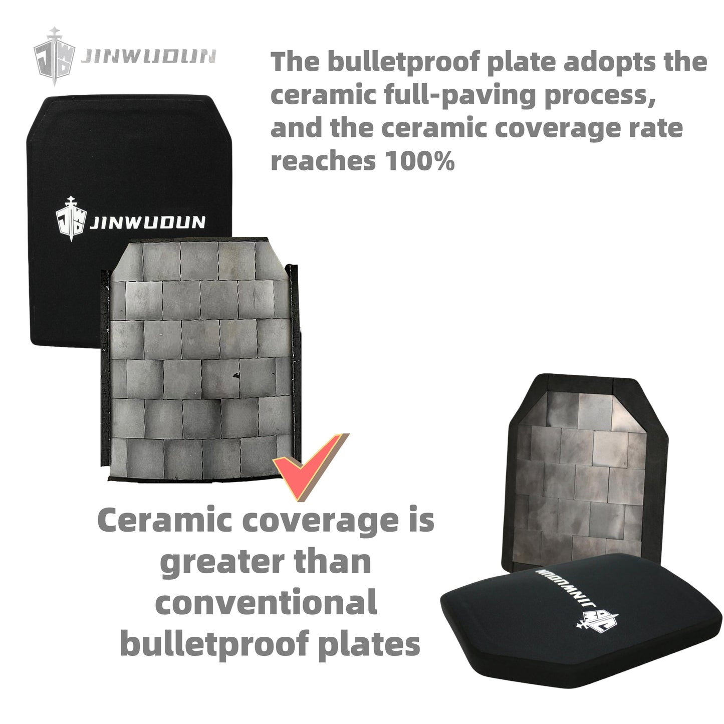 Bulletproof Plate NIJ III+, 100% ceramic coverage , full coverage of silicon carbide ceramic bulletproof plate