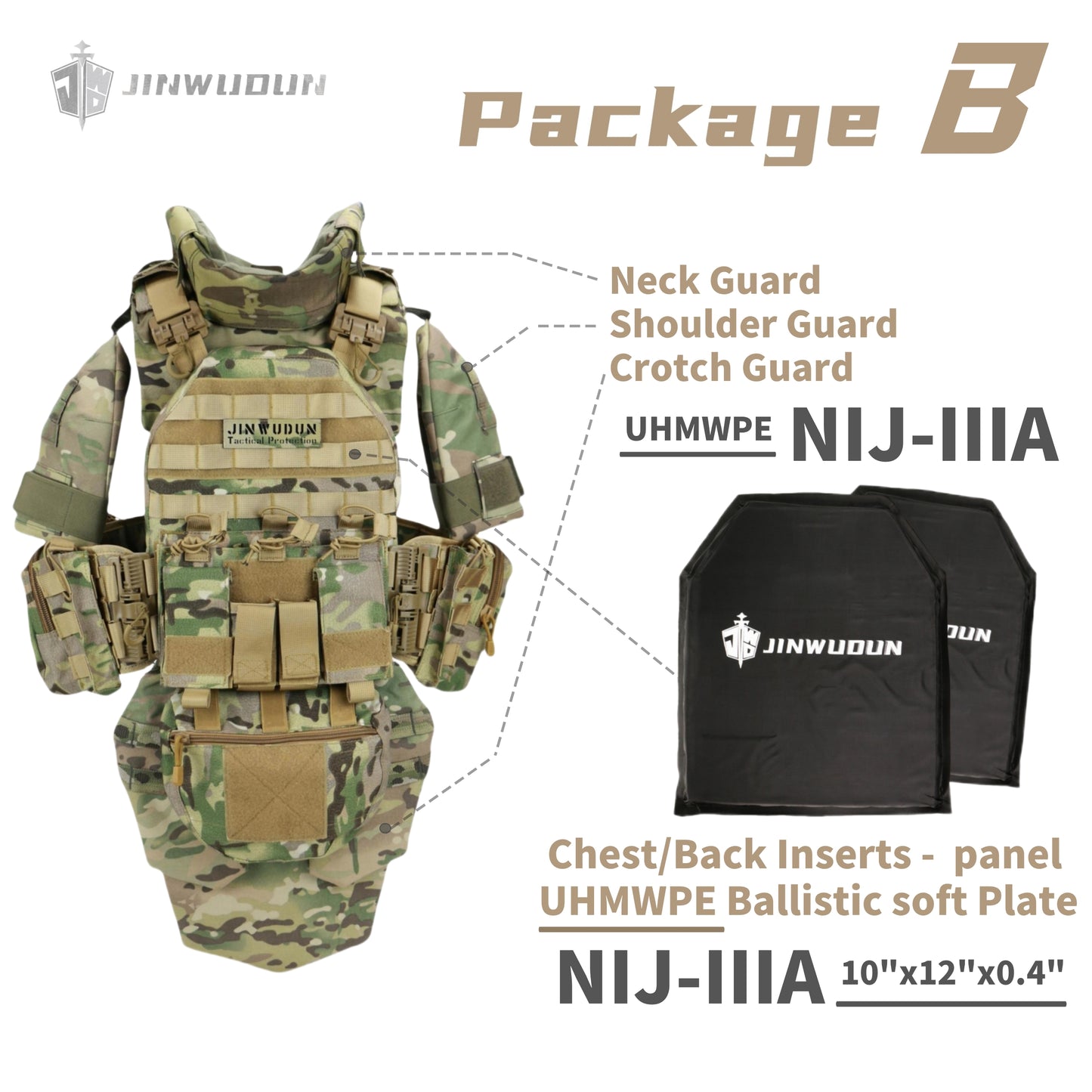 NIJ IV-All-round protection bulletproof vest/body armor, modular and detachable, equipped with quick release system