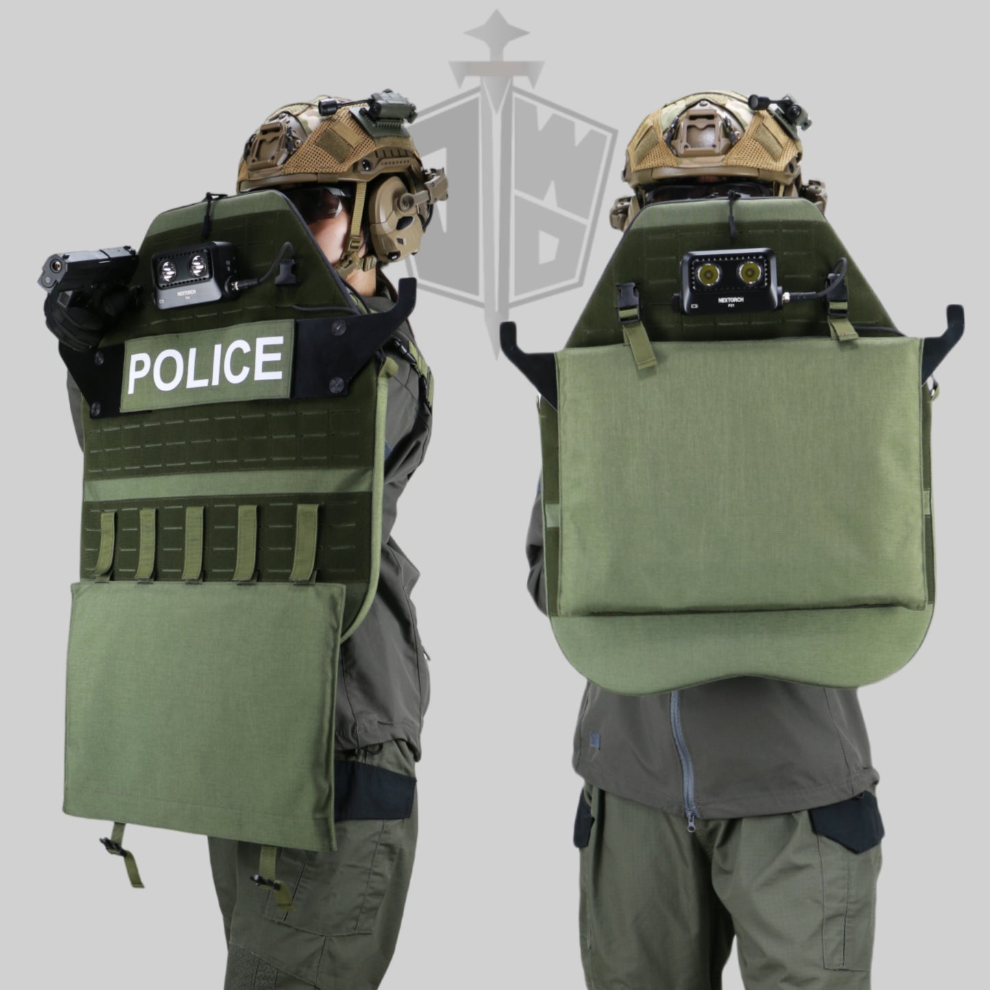 JWD-Level NIJ IIIA tactical quick-response bulletproof shield, lightweight and multi-purpose with strobe light, UHMWPE material