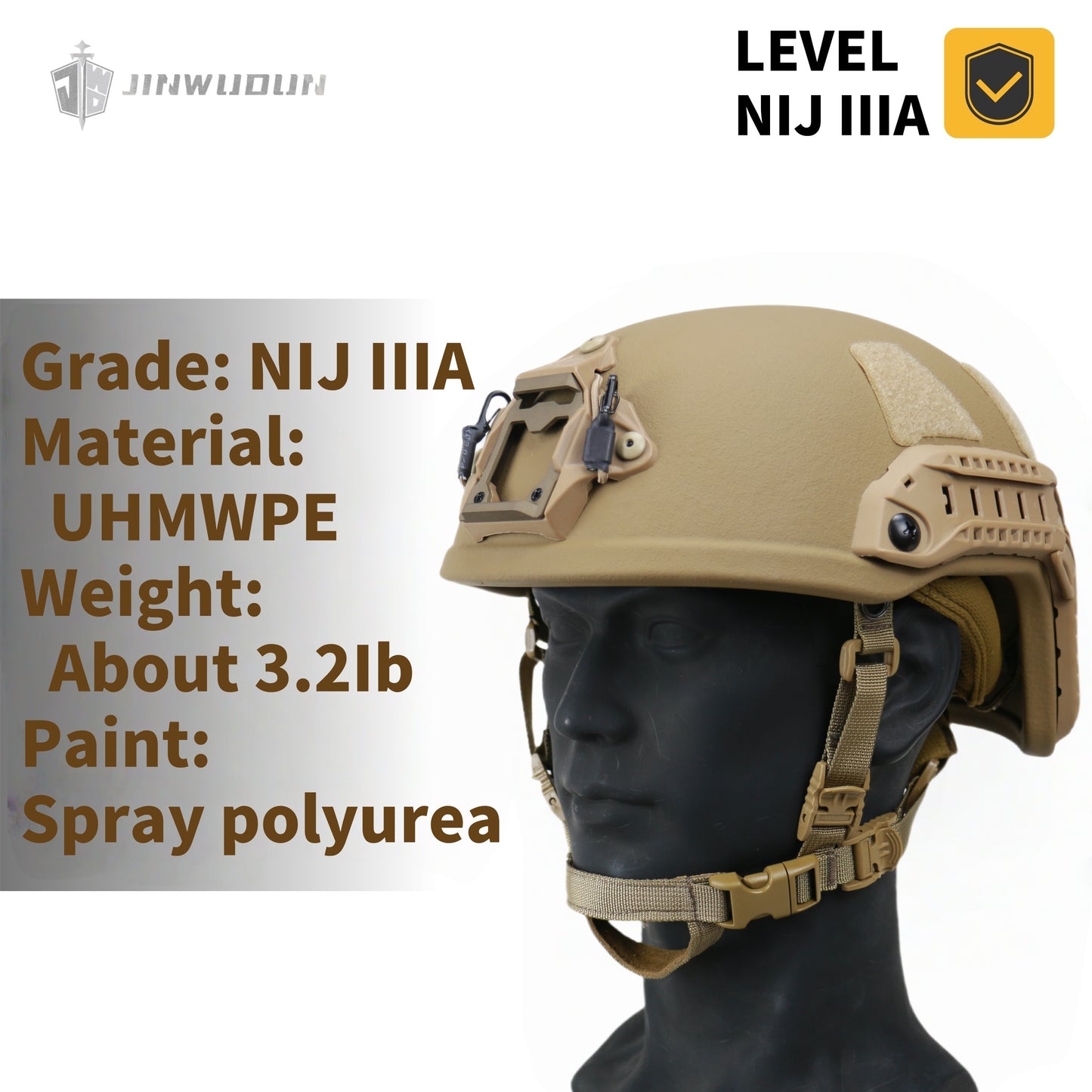 JWD-Level NIJ IIIA FAST XR tactical bulletproof helmet PE lightweight WENDY kit paratrooper helmet