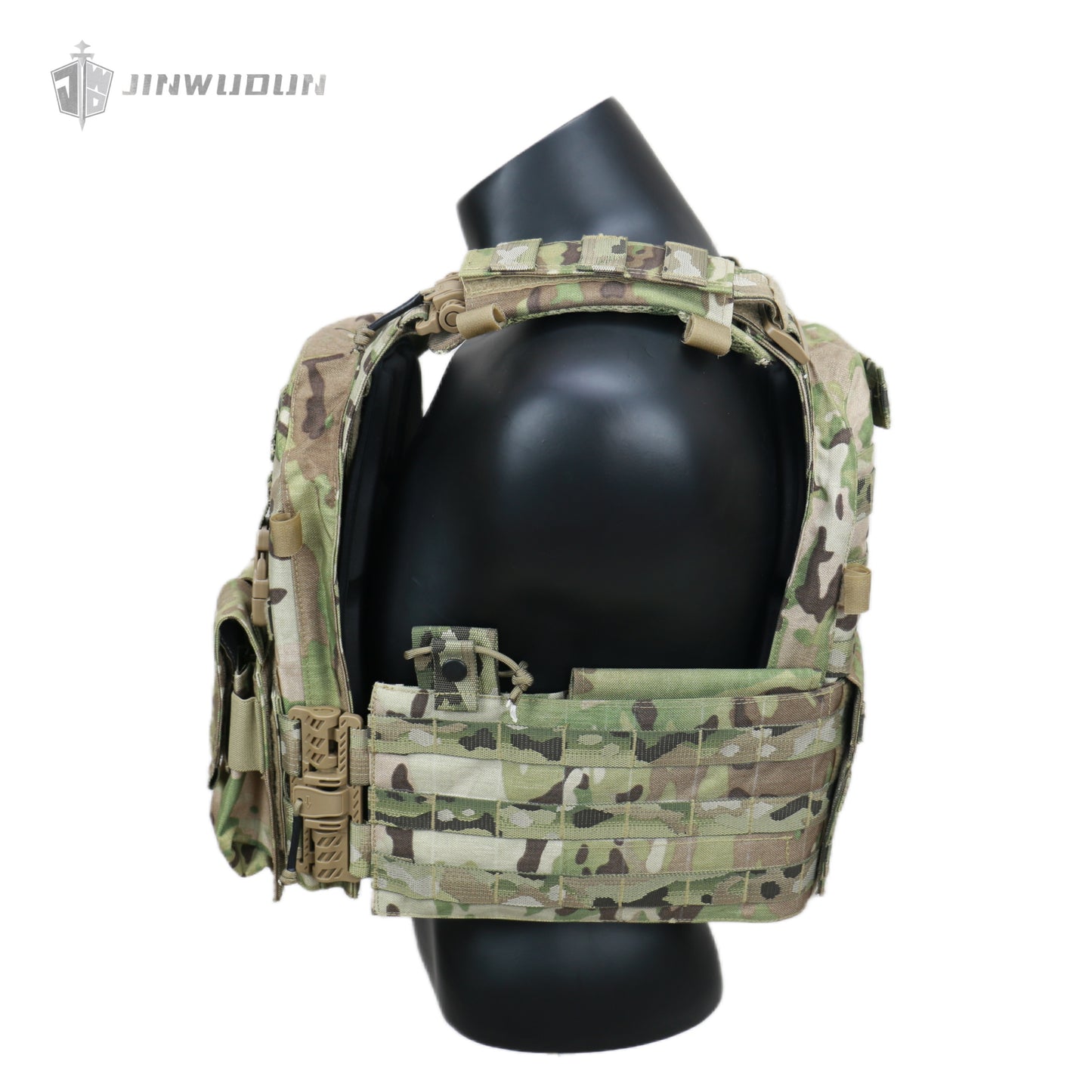 The JWD-6094 tactical vest is made of 1000D nylon and can carry two bulletproof plates on the front and back.