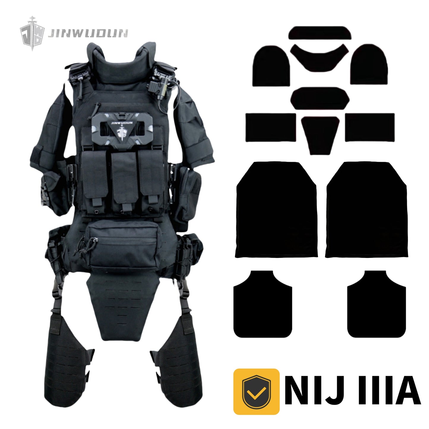 NIJ IV/III+/IIIA Level Full Protection Tactical Bulletproof Vest | 1000D Nylon | Quick-Release System