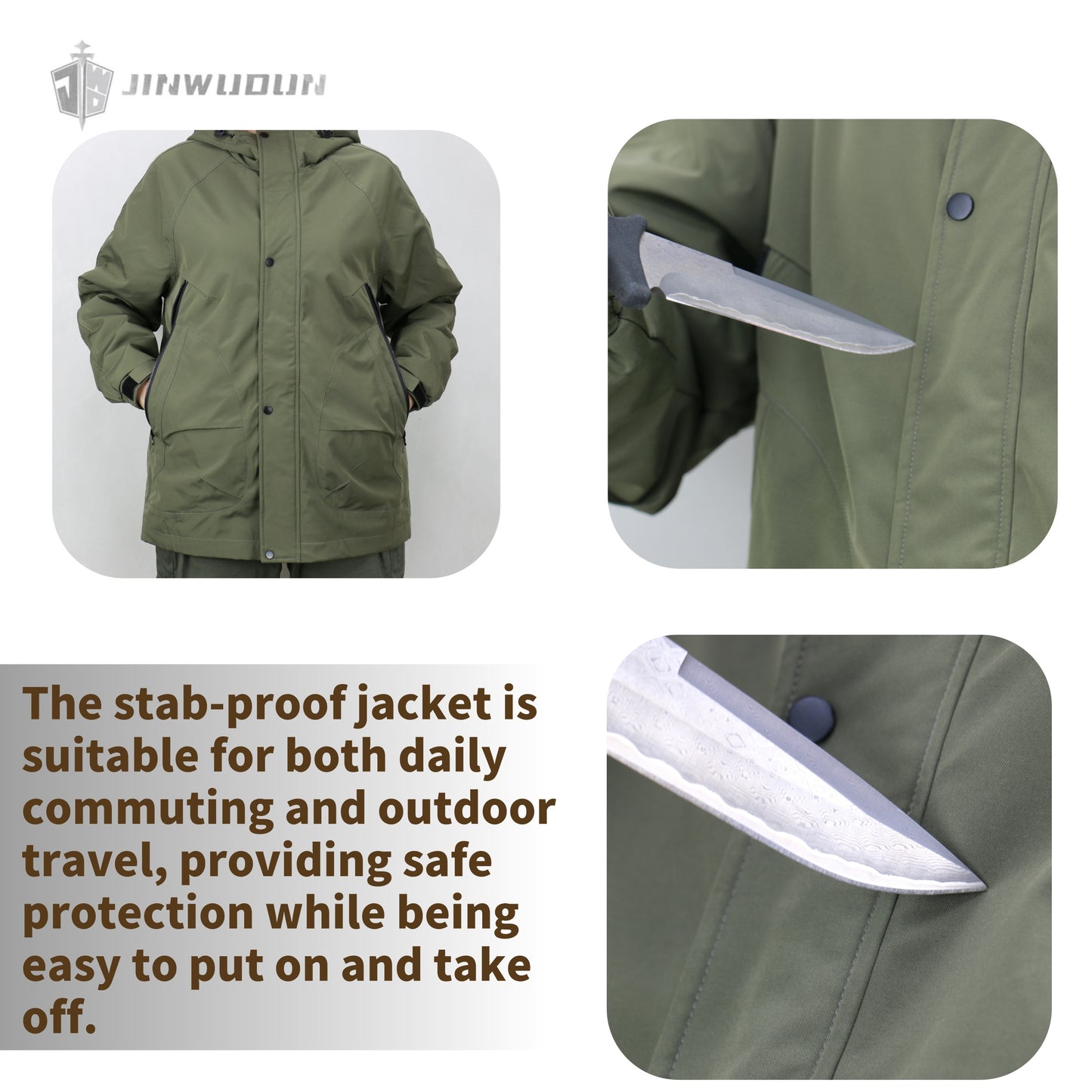 Puncture- and Cut-Resistant Jacket (About 3 lb). Outdoor, windproof, waterproof, and multi-purpose invisible cut-resistant clothing.