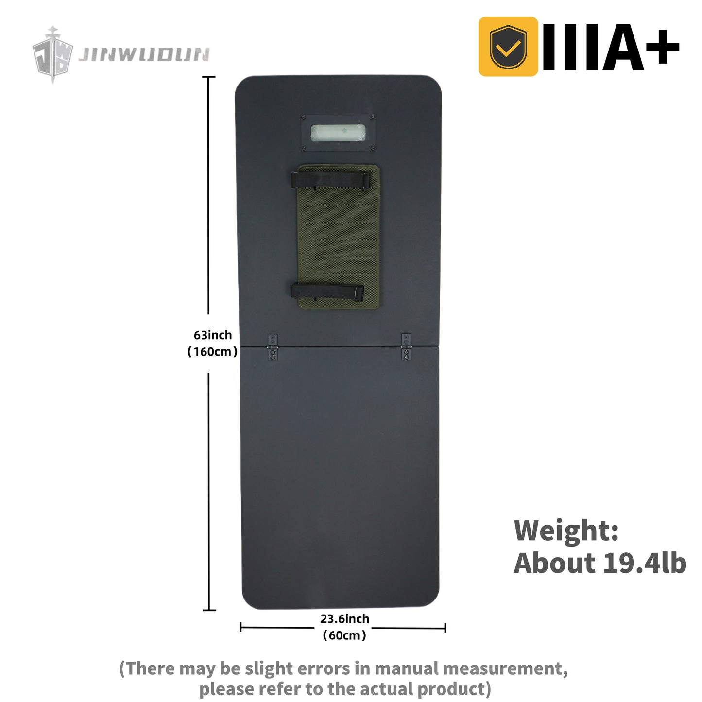 LEVEL NIJ IIIA+ full protection foldable shield with increased protection area, portable