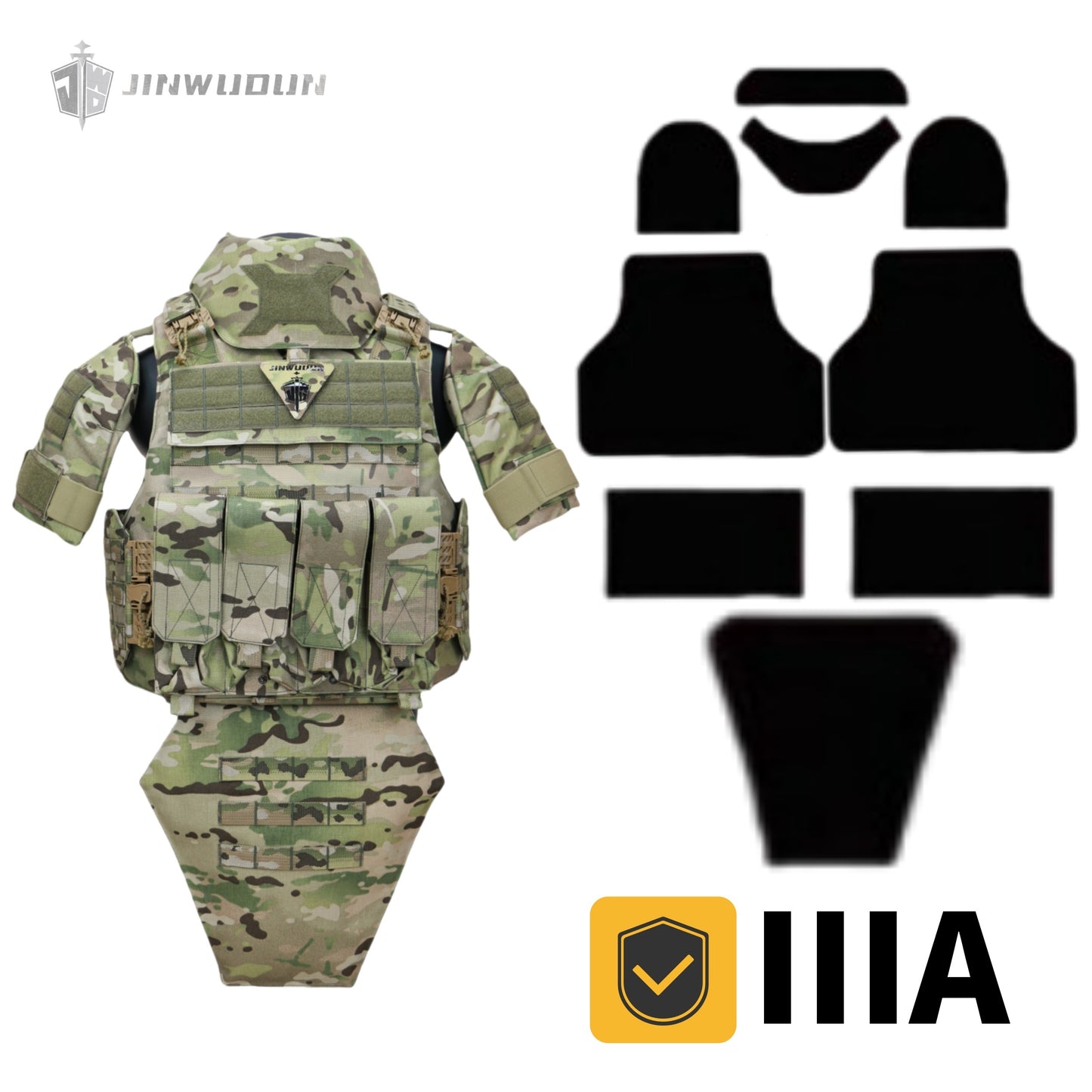 JWD-NIJ IIIA/III+/IV LEVEL Bison full protection bulletproof vest, 1000D nylon material fortress protection camouflage