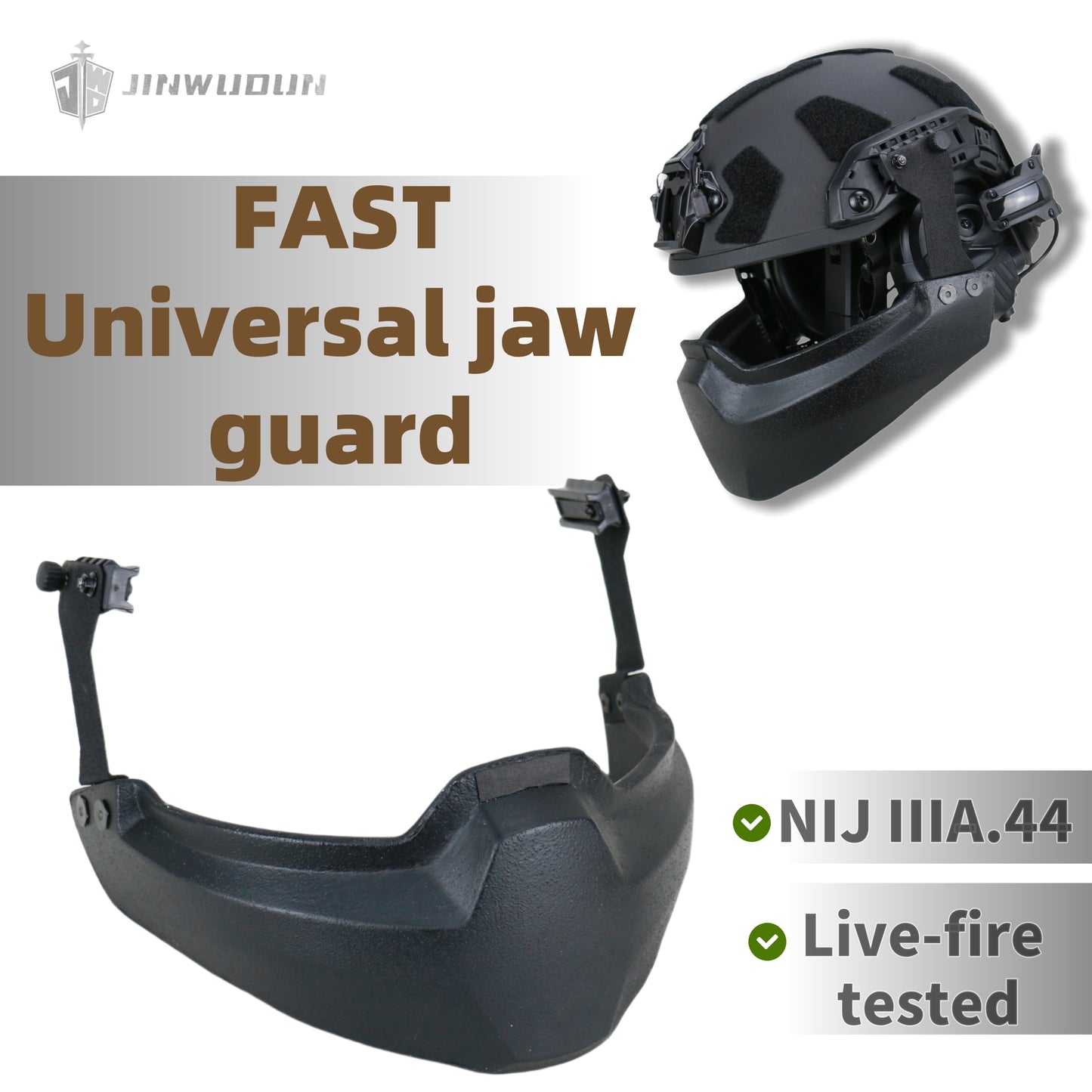JWD-NIJ IIIA bulletproof jaw guard FAST helmet dedicated bulletproof mask can be removed