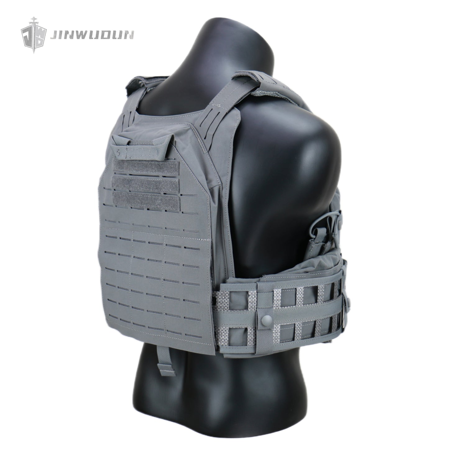 LG4 tactical vest with Cordura fabric, laser molle cut, thickened shoulder pads and built-in storage bags on both sides.