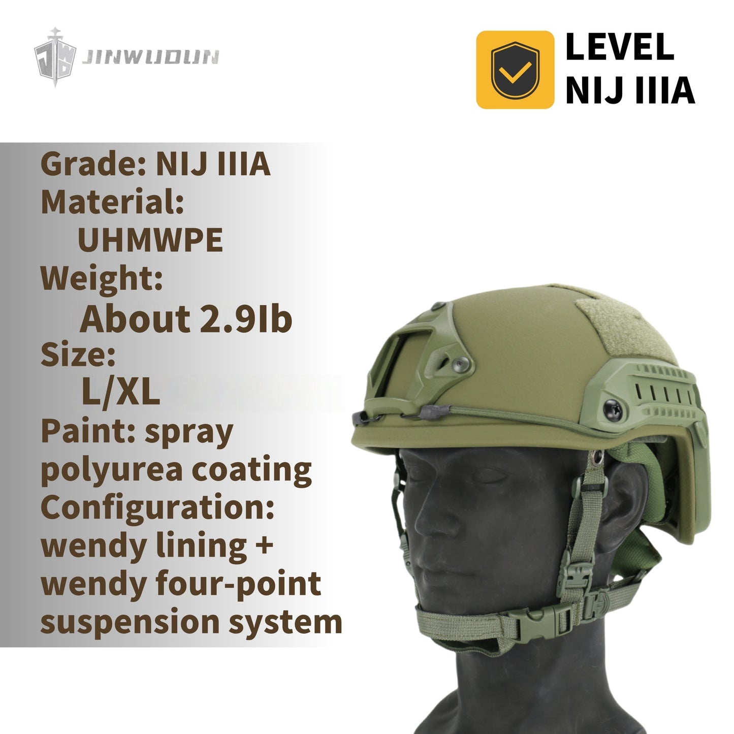 JWD-FAST super high cut bulletproof helmet NIJ IIIA 9x19mm tactical bulletproof helmet welfare model