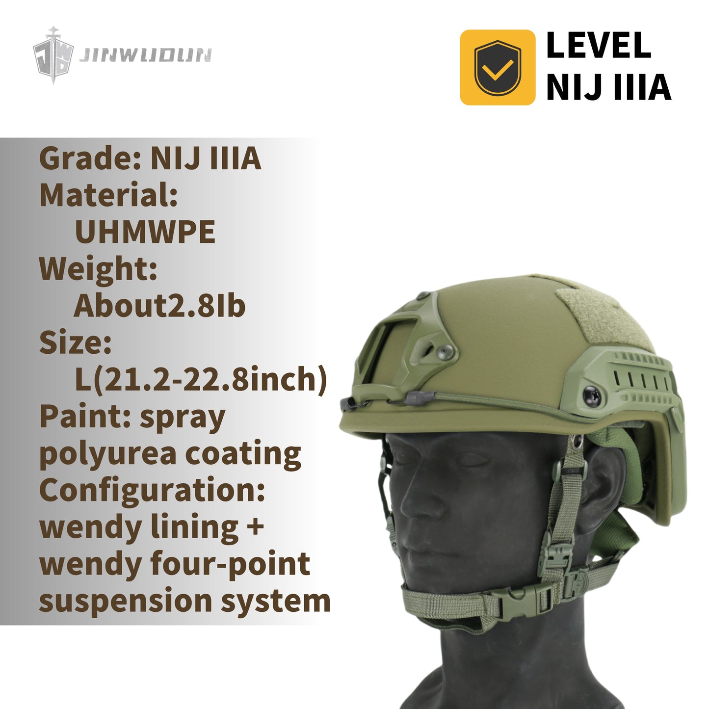 JWD-FAST MT ultra-high cut bulletproof helmet NIJ IIIA level tactical bulletproof helmet multi-functional protection