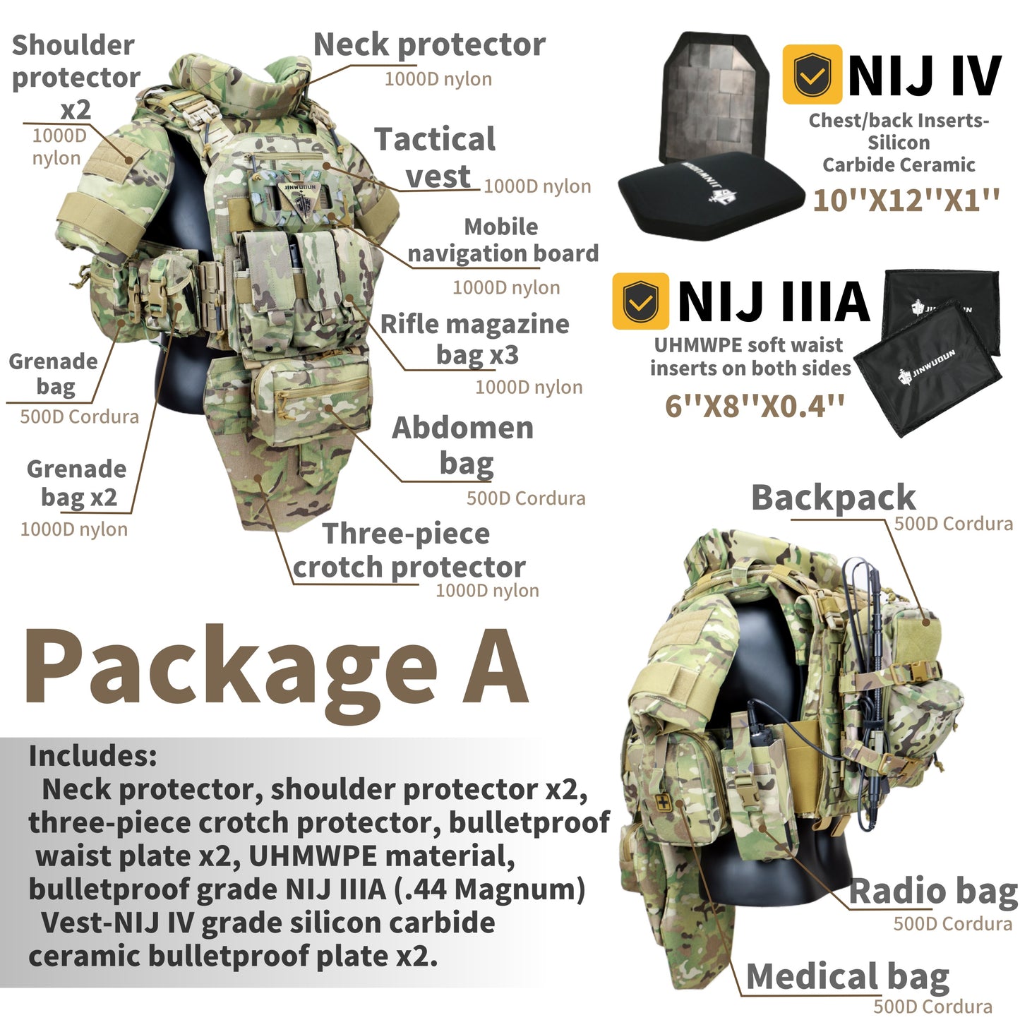 "Pioneer Z" NIJ IV level full protection bulletproof vest,MultiCam Military tactical vest body armor