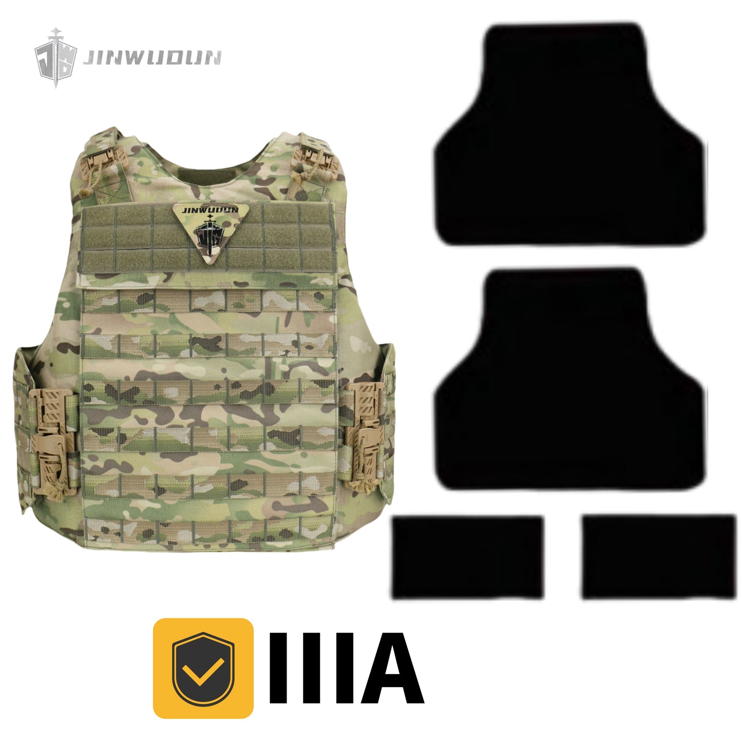 JWD-NIJ IIIA/III+/IV Level Bison bulletproof vest, 1000D nylon material fortress protection camouflage