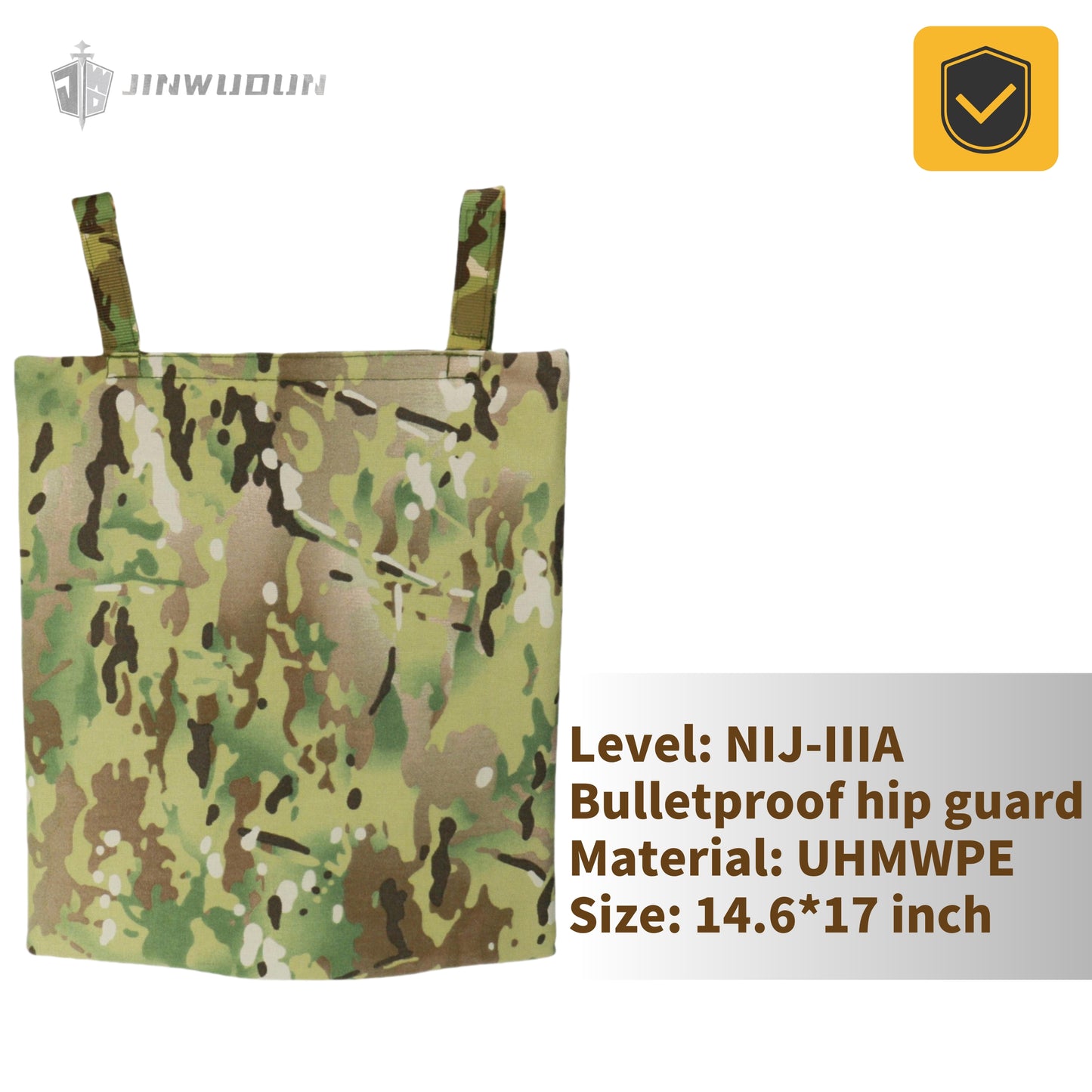 NIJ IIIA Level Ballistic Buttocks Guard | 14.6x17 Inch 1000D Nylon Material