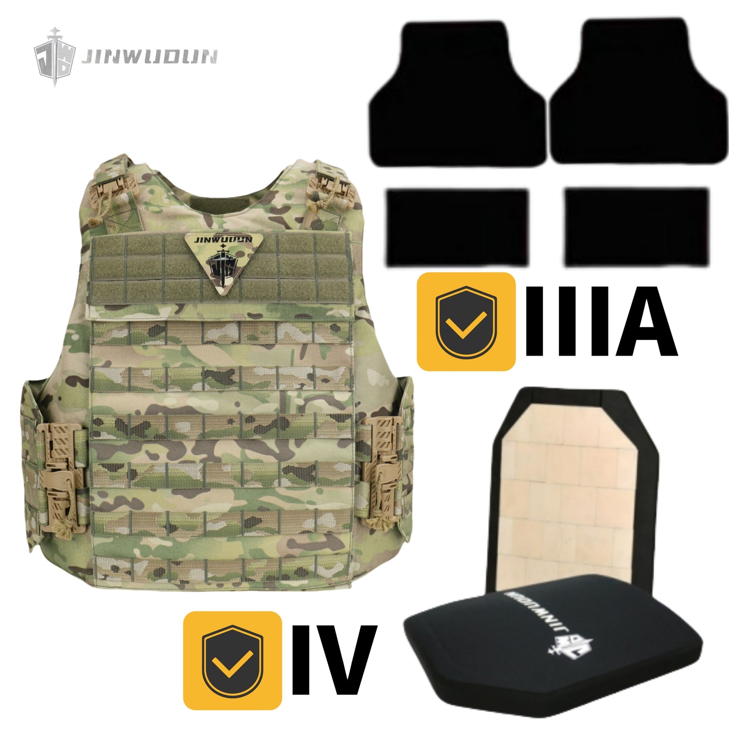 JWD-NIJ IIIA/III+/IV Level Bison bulletproof vest, 1000D nylon material fortress protection camouflage