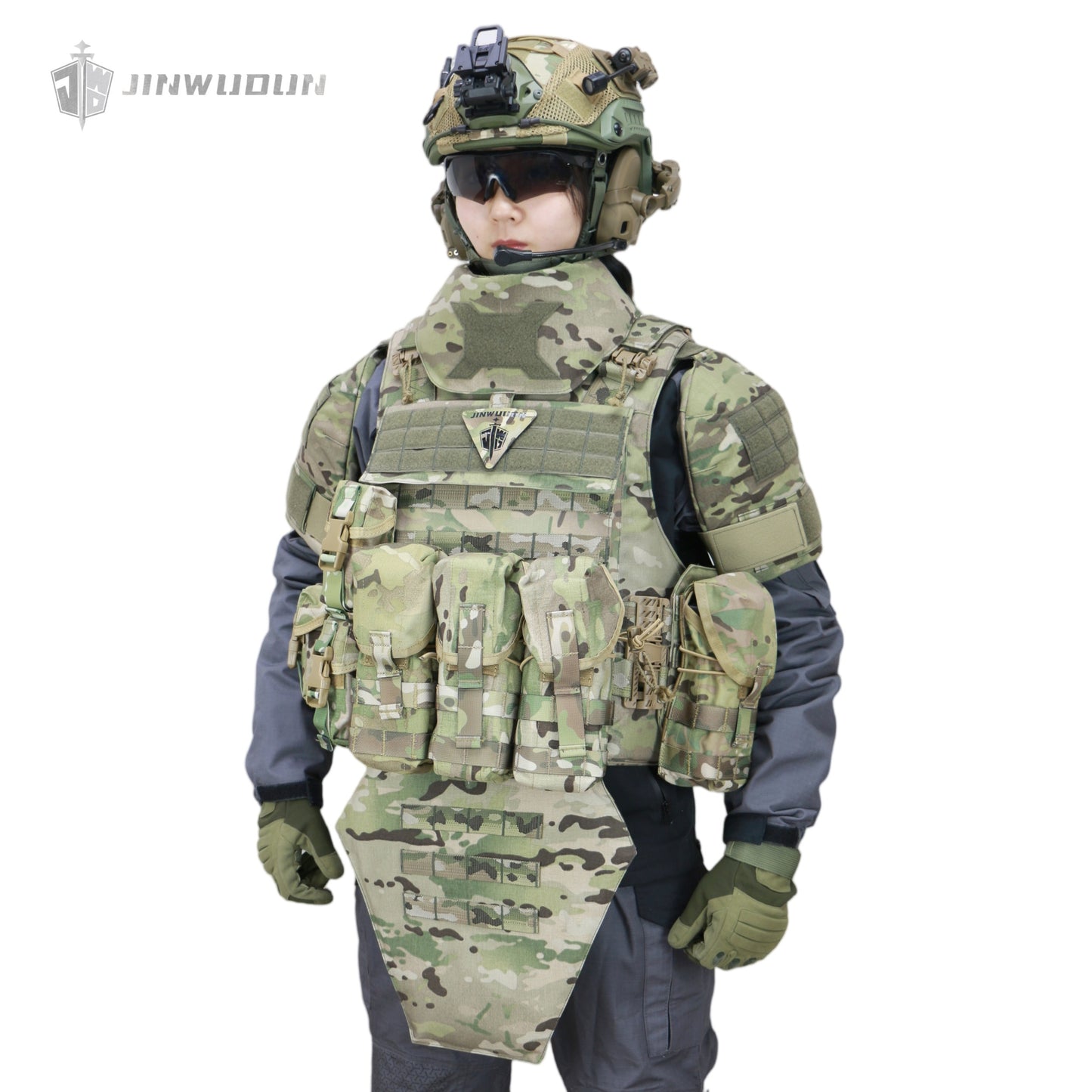 JWD-NIJ IIIA/IV full protection bulletproof vest, complete with accessory bag, 1000D nylon material fortress protection camouflage