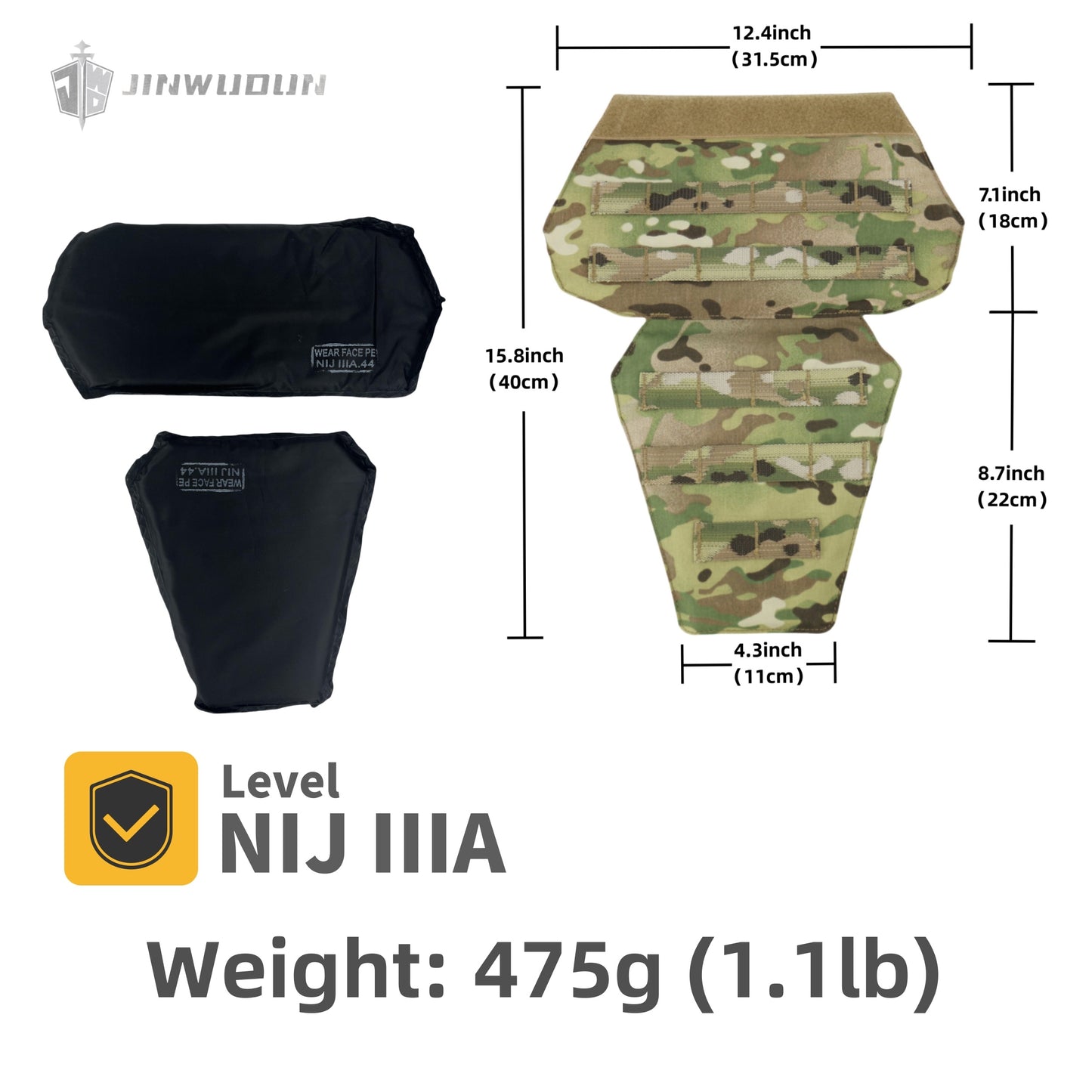 Tactical vest Body Armor Accessory Kit - NIJ IIIA Bulletproof Shoulder, Neck, Thigh, Groin, and Abdomen Protection