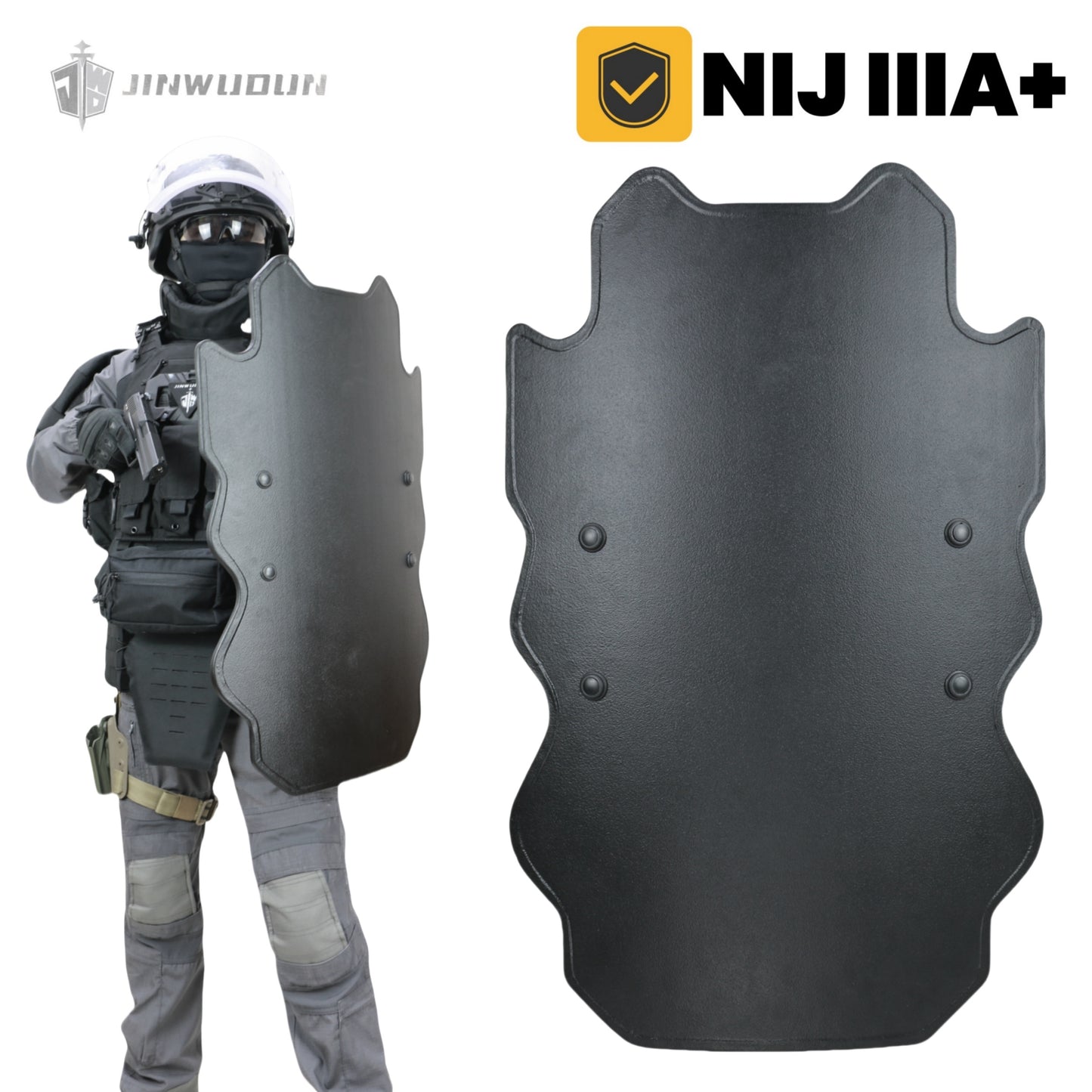 "NIJ IIIA+ Irregular Bulletproof Shield | UHMWPE Material with Polyurea Coating | 20.5x32-inch